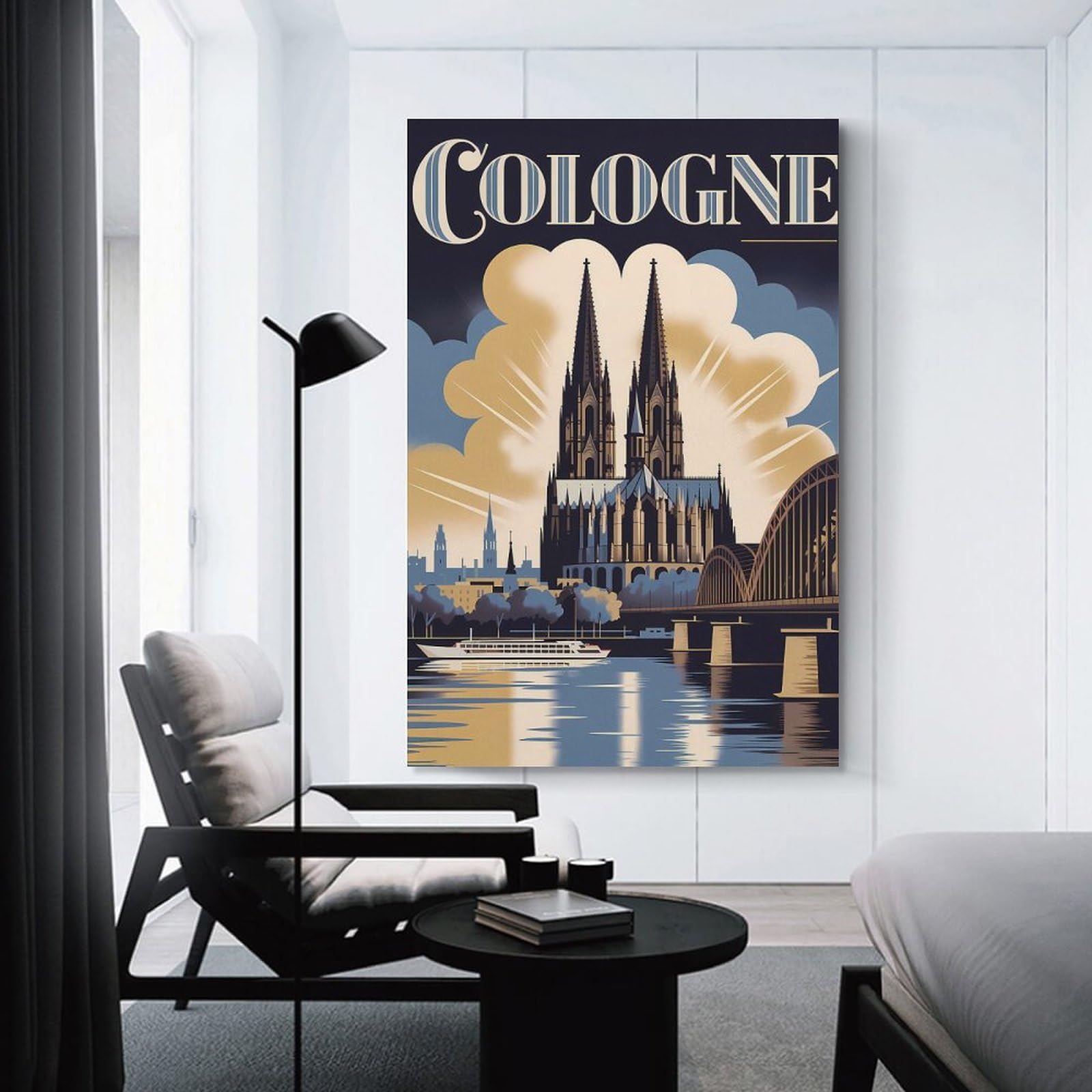 Junmoney Cologne Travel Decorative Canvas Print, 20x30inch(50x75cm), for Study, Office Or Focused Interiors, Canvas Wall Decor for Creative Rooms