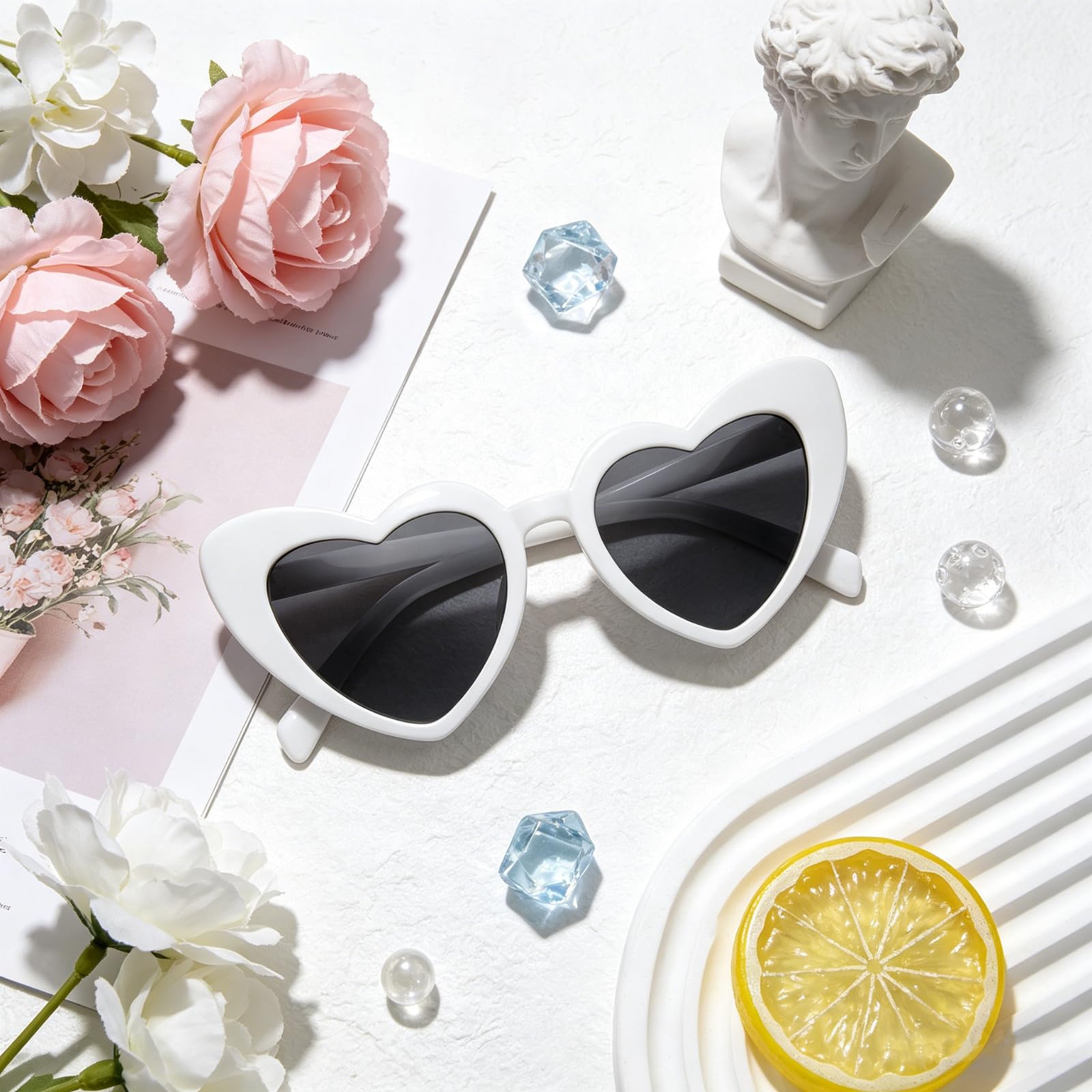 120 paia di occhiali da sole bianchi a forma di cuore, sfusi per matrimoni, addio al nubilato, bomboniere, accessori per cabina fotografica per gli ospiti