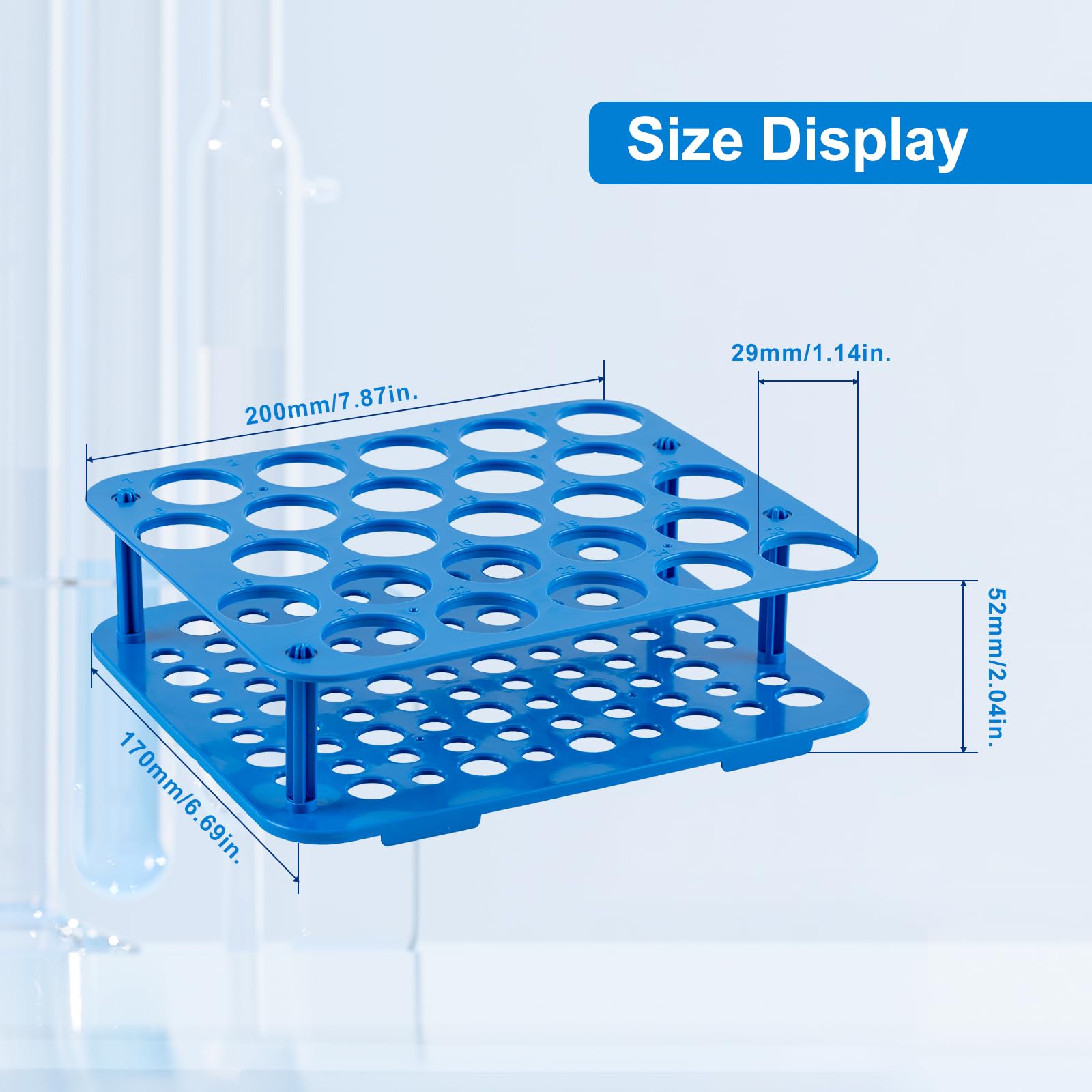 3 pezzi 25 fontane per provette centrifughe rack per vasi, 50 ml, per laboratorio, in plastica, supporto per provette (25 fontane)