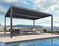 Vista 59 de PURPLE LEAF 94AS - Pérgola pequeña de aluminio compacto de 10 x 12 pies con techo rígido con listones ajustables para patio, cubierta de terraza