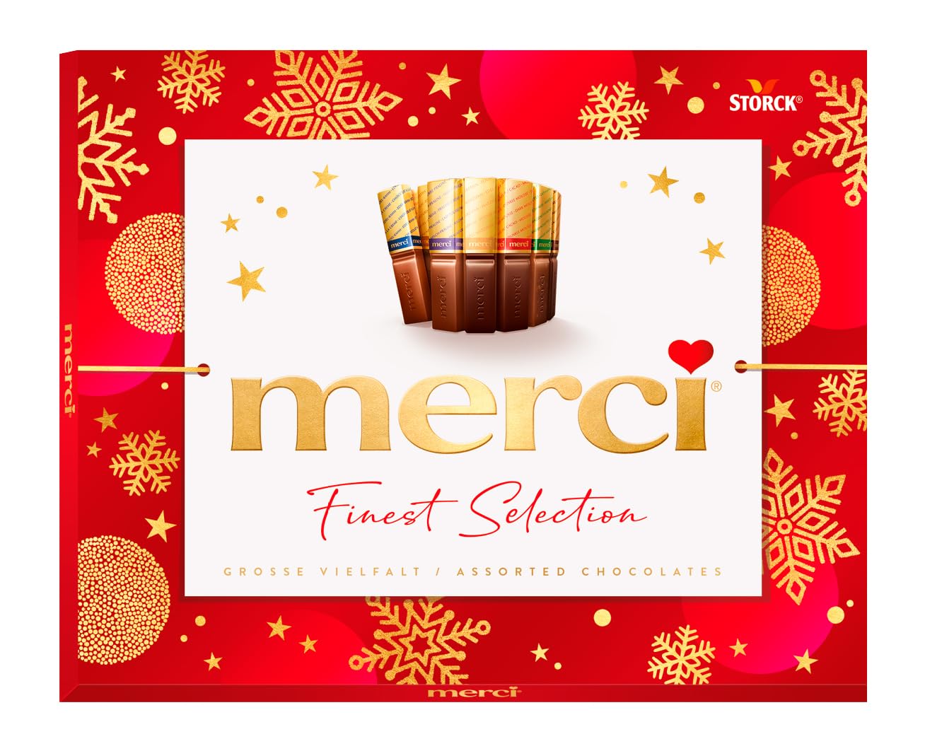 Merci Finest Milk & Dark Chocolate Box, 8 Flavour Varieties, Gluten-Free, Vegetarian Treats with Gold-Wrapped Bars for Gifting, 250 g (Pack of 1)