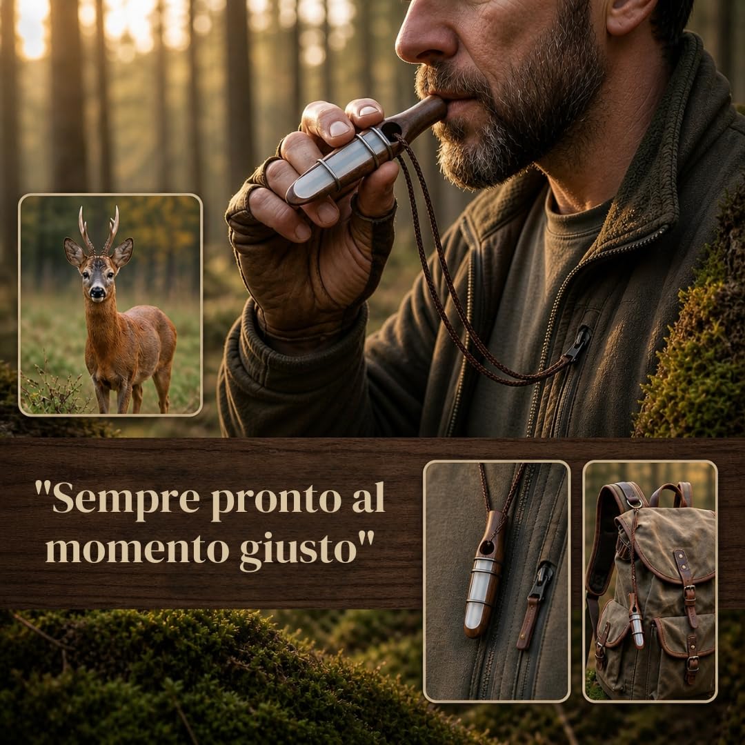 Buttolo Richiamo Capriolo a Bocca Originale – Richiamo Buttolo per Capriolo in periodo degli amori | Imitazione verso della capriola per attirare il maschio | Fischietto da caccia, cordino e manuale. | Buttolo Richiamo Capriolo a Bocca Originale