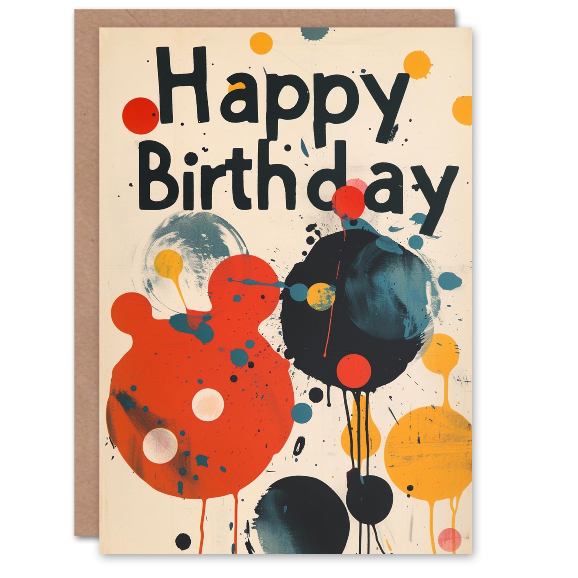 Birthday Card Artistic Paint Splatter Design Dots Graffiti Street Art Him Her
