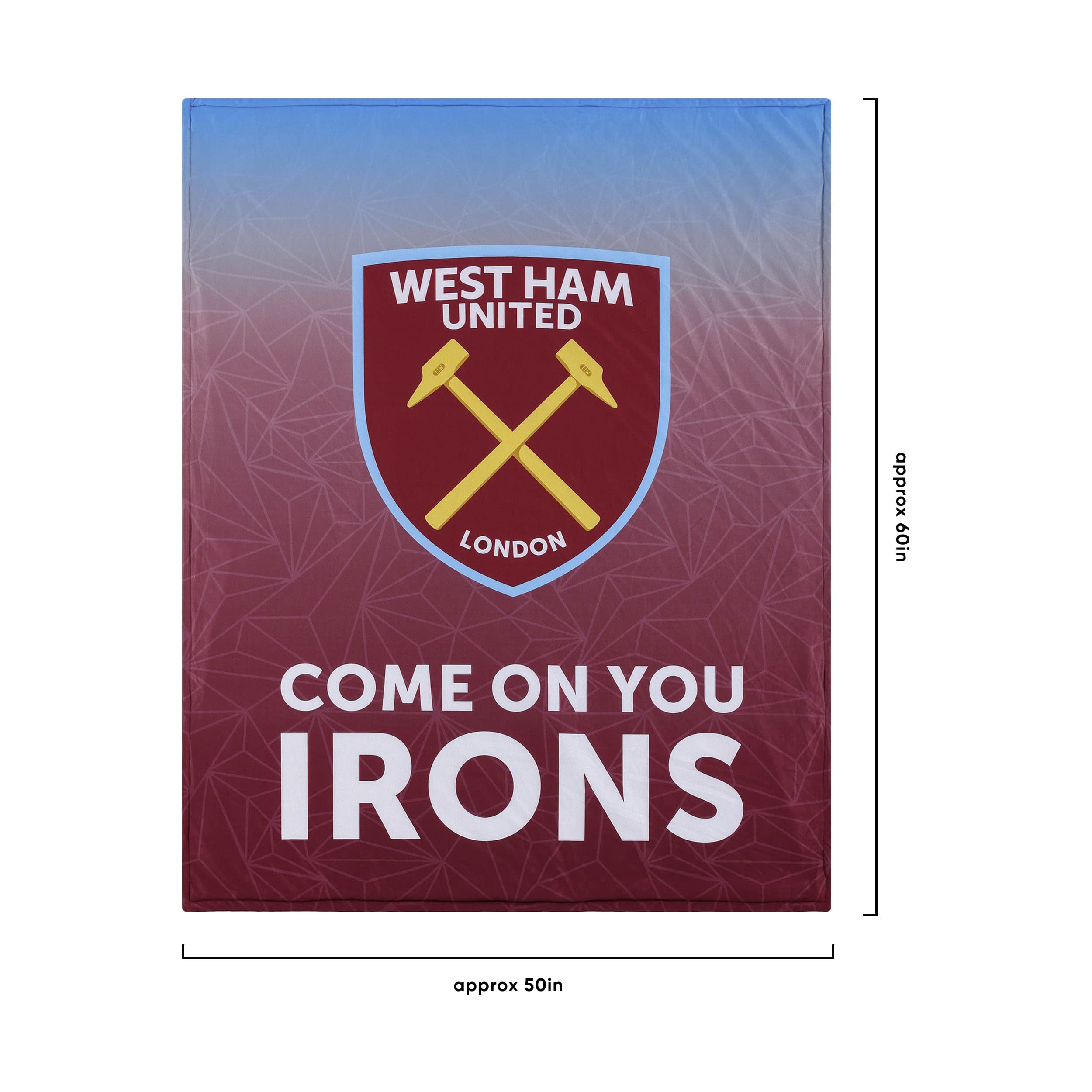Premier League Football West Ham United Couverture en peluche Sherpa pour fan de football