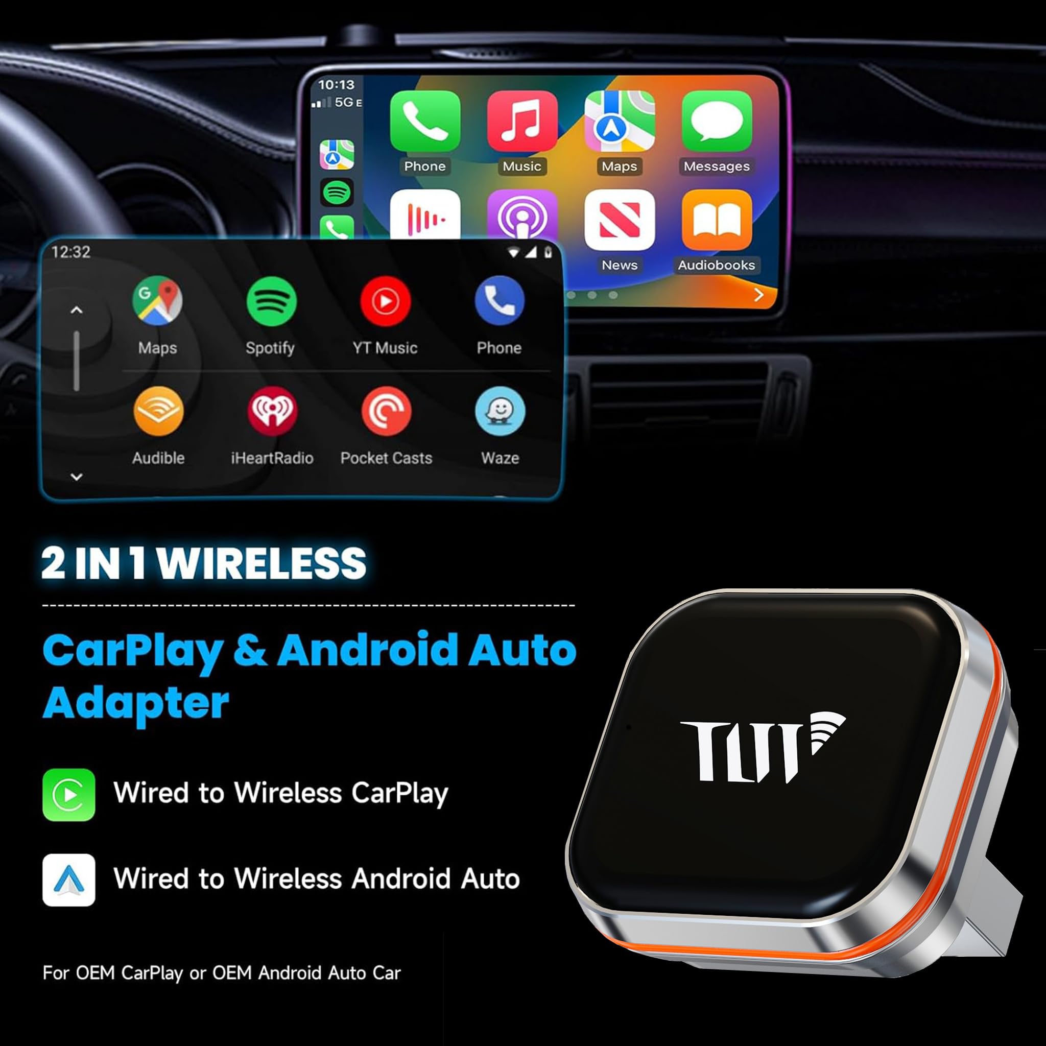Amazon.com: 2-in-1 Wireless CarPlay & Android Auto Adapter, Plug
