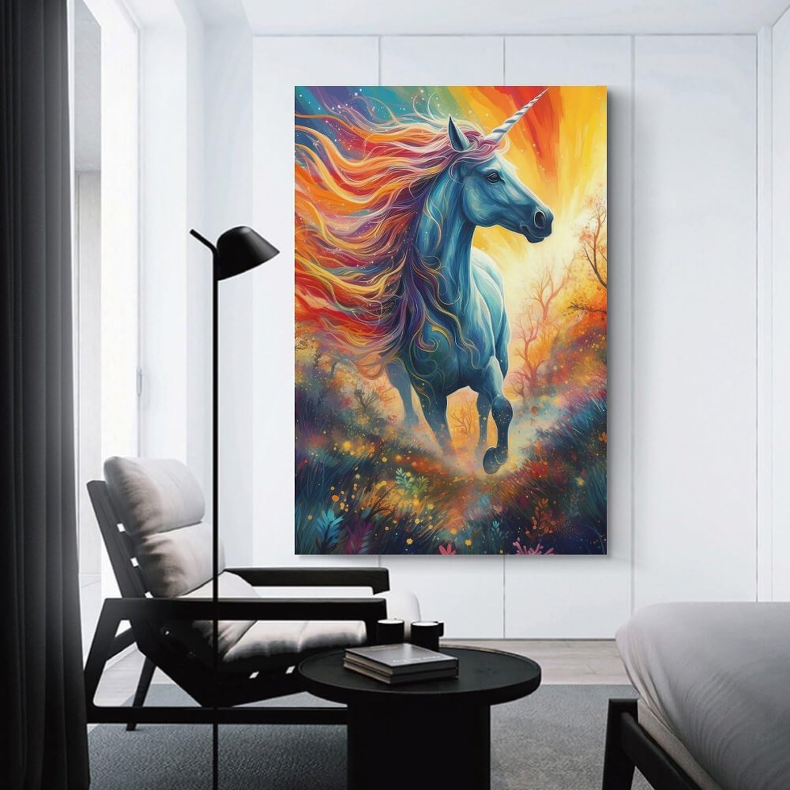 Junmoney Unicorn Horse Fantasy Canvas Wall Decor 08x12inch(20x30cm), for Study, Office Or Focused Interiors, Wall Art That Adds Style to Work Areas