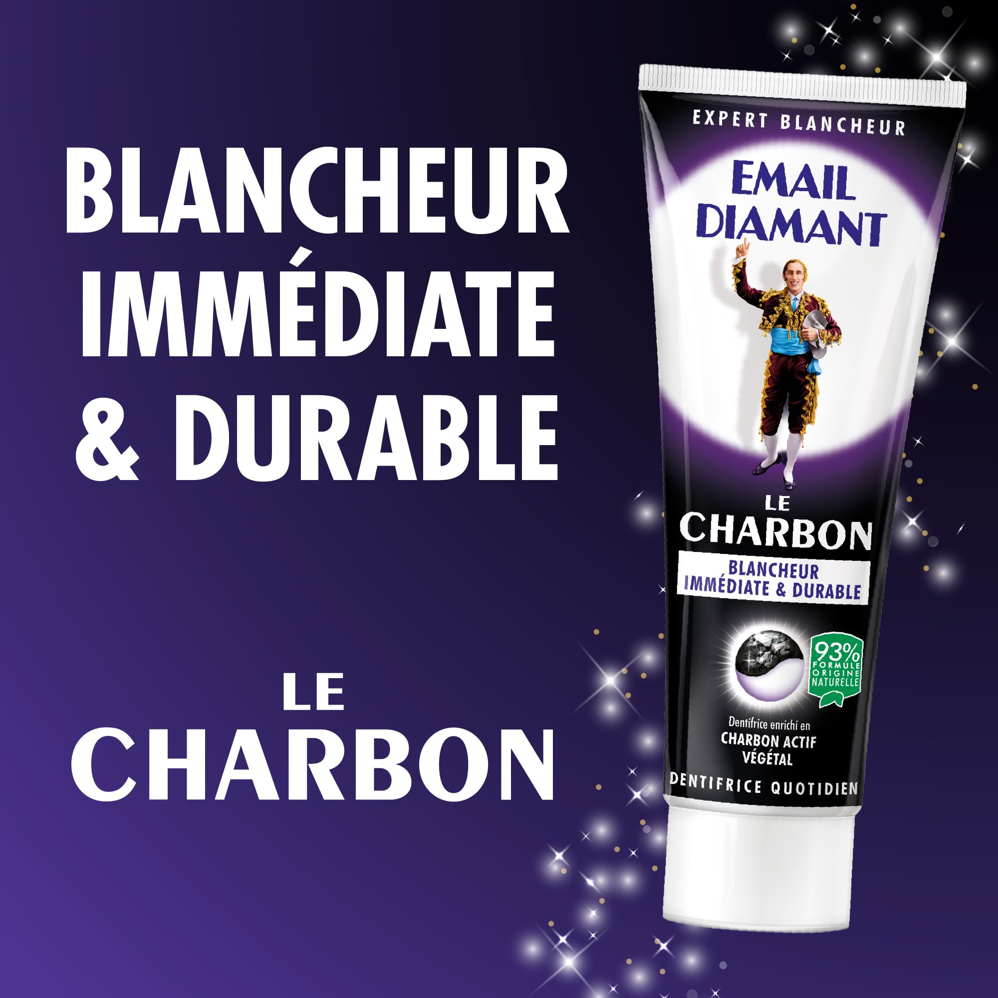 Email Diamant Charbon – Dentifrice Blanchissant Quotidien au Charbon - Lot de 2 tubes de 75ml - 2
