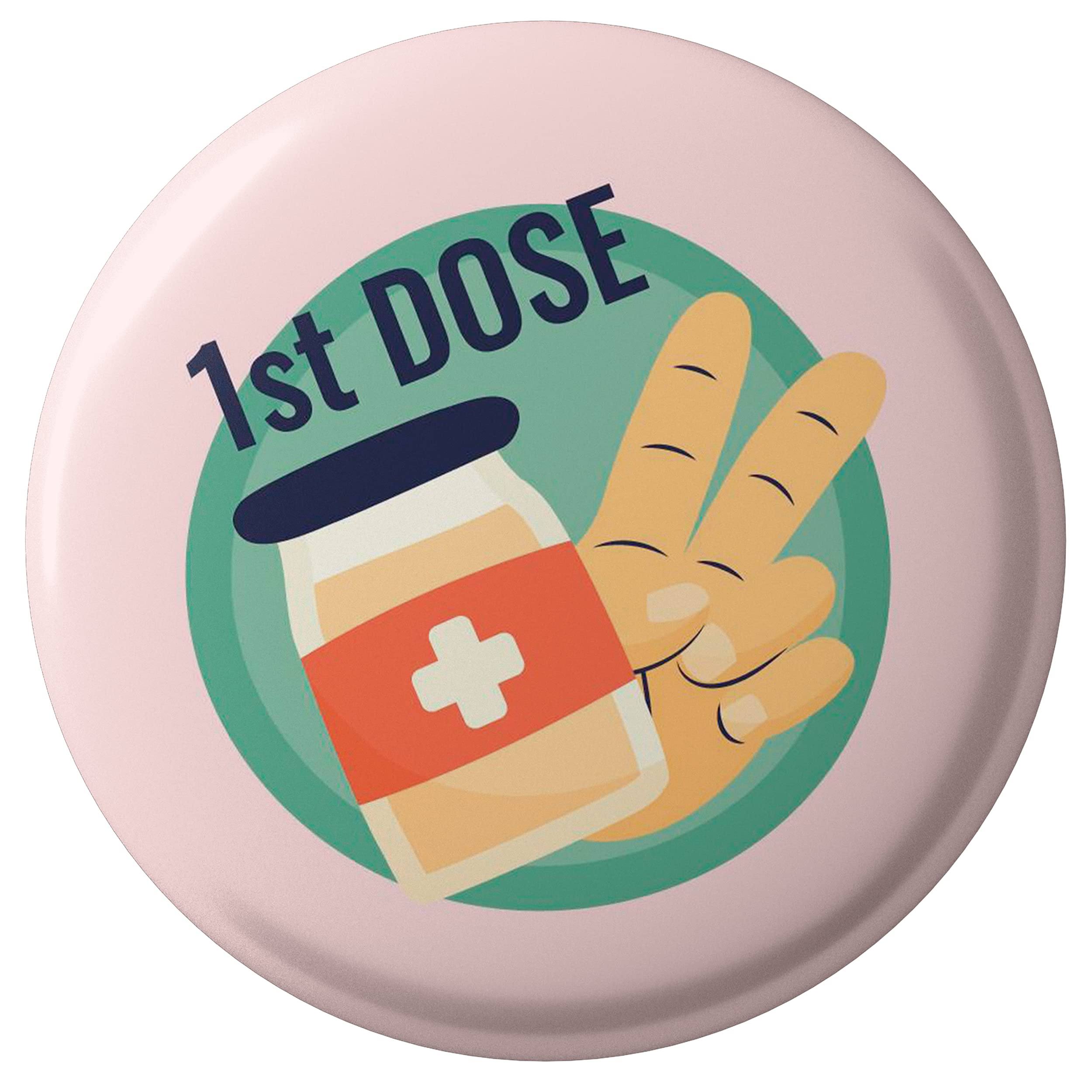 Lastwave Vaccine Badge Collection, 1st Dose, D2 Pin Back Badge (Pack of 45, 44 mm)