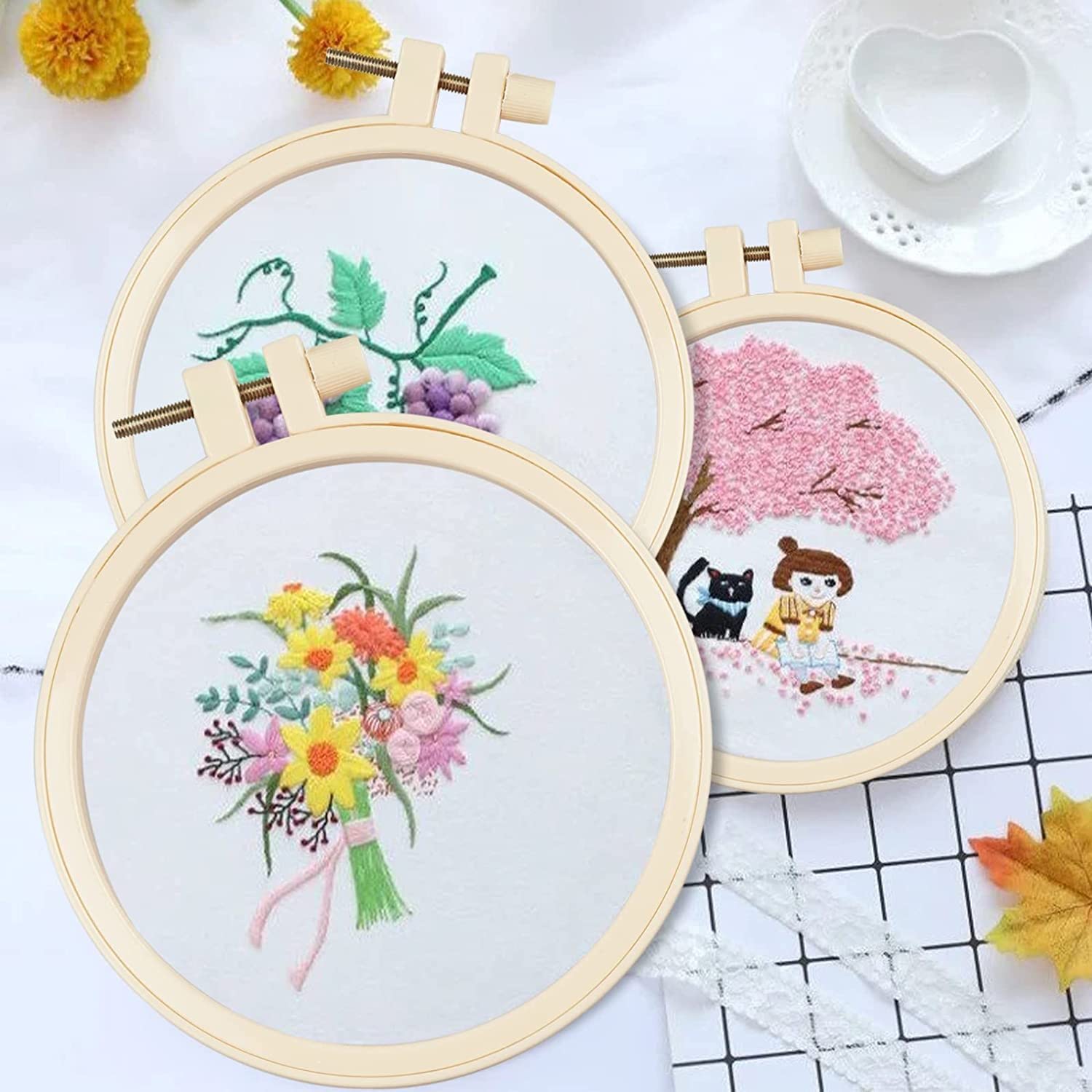 Amazon.co.jp: 5個セット刺繍枠 セット クロスステッチツール 刺繍