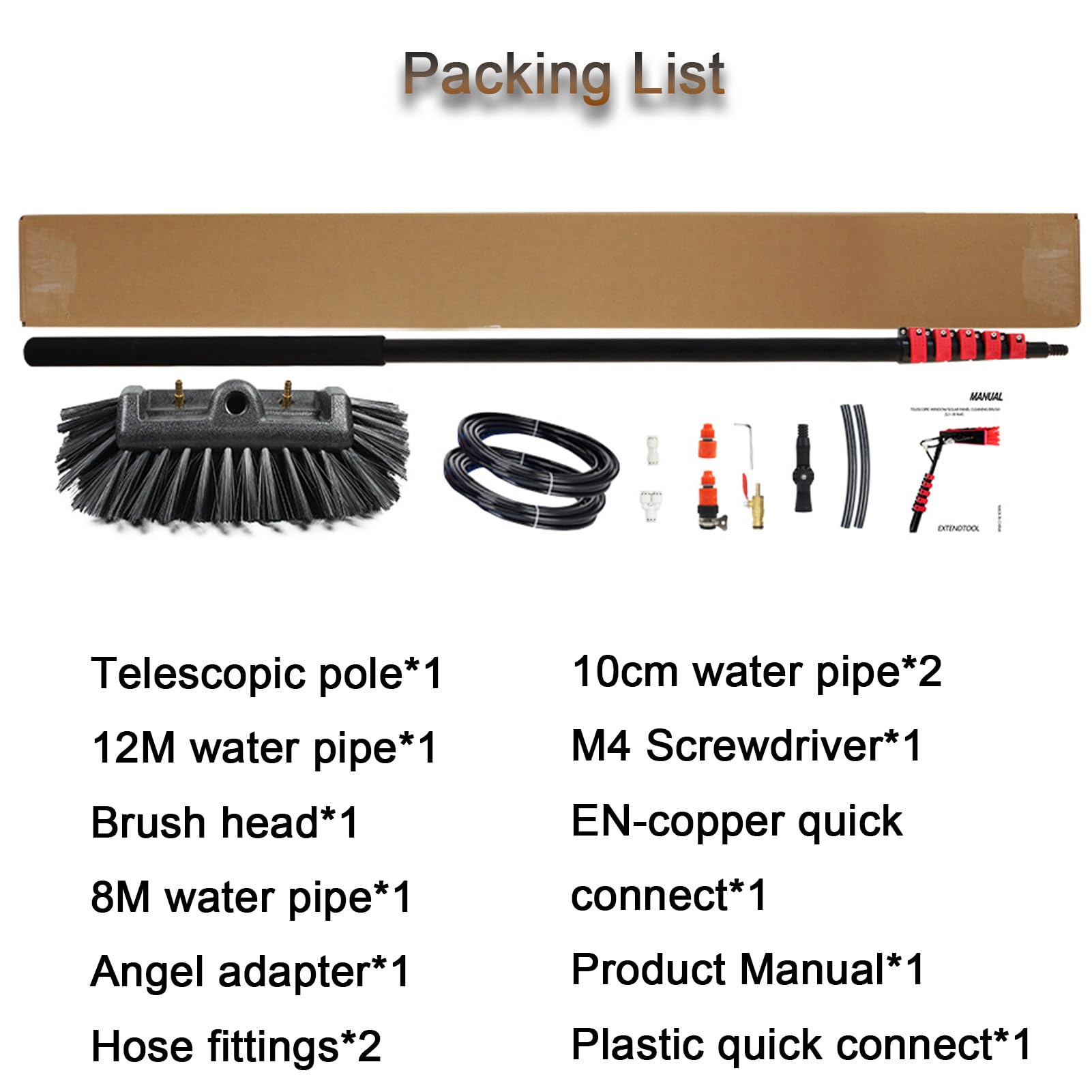 Limpiador De Ventanas Telescópico, Poste Telescópico High Clean De 3,6-12 M, Limpiador Extensible para Techo De Invernadero, Limpieza De Paneles Fotovoltaicos Y Solares,12M/39FT