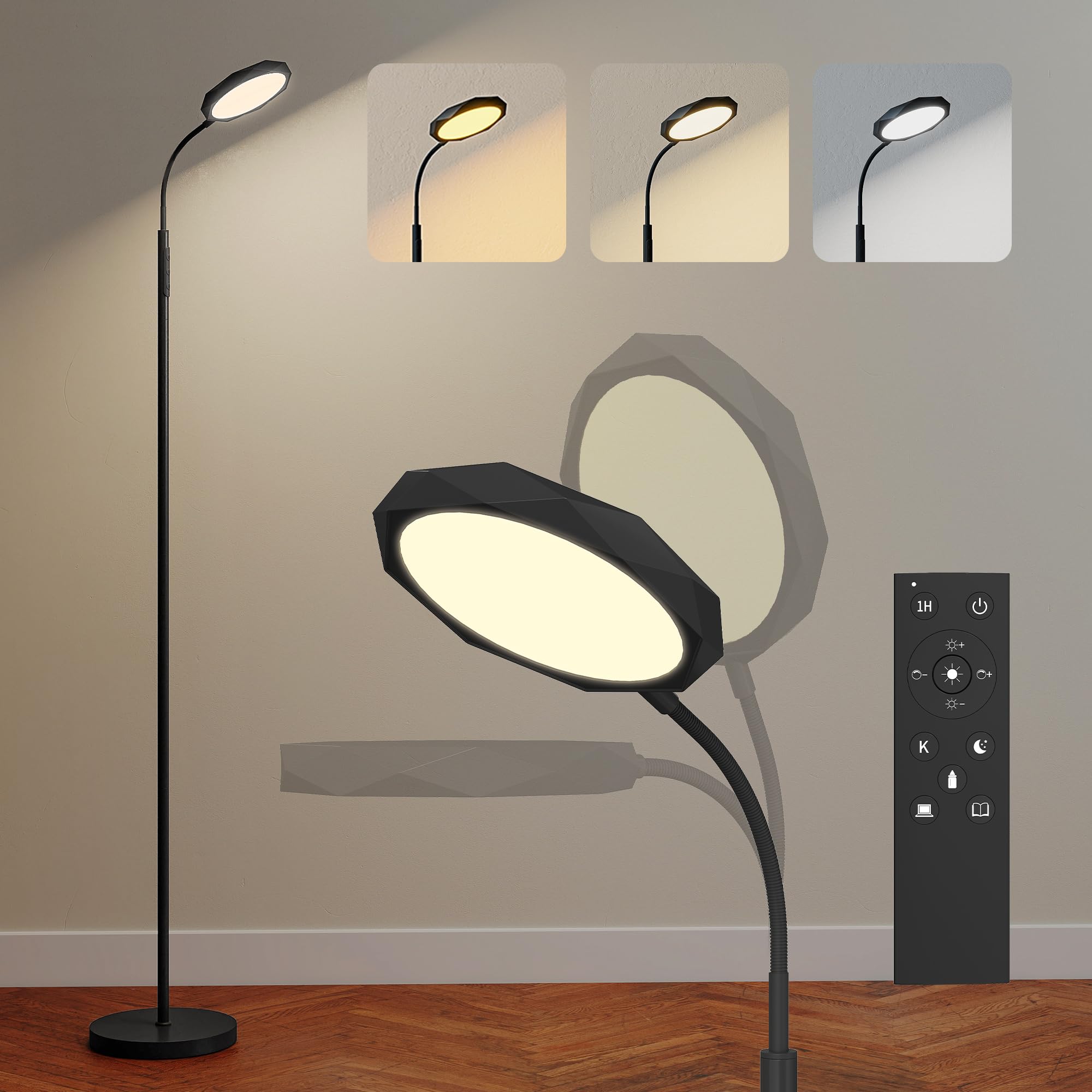 HOMCOM Lampe à LED réglable avec télécommande magnétique Noir