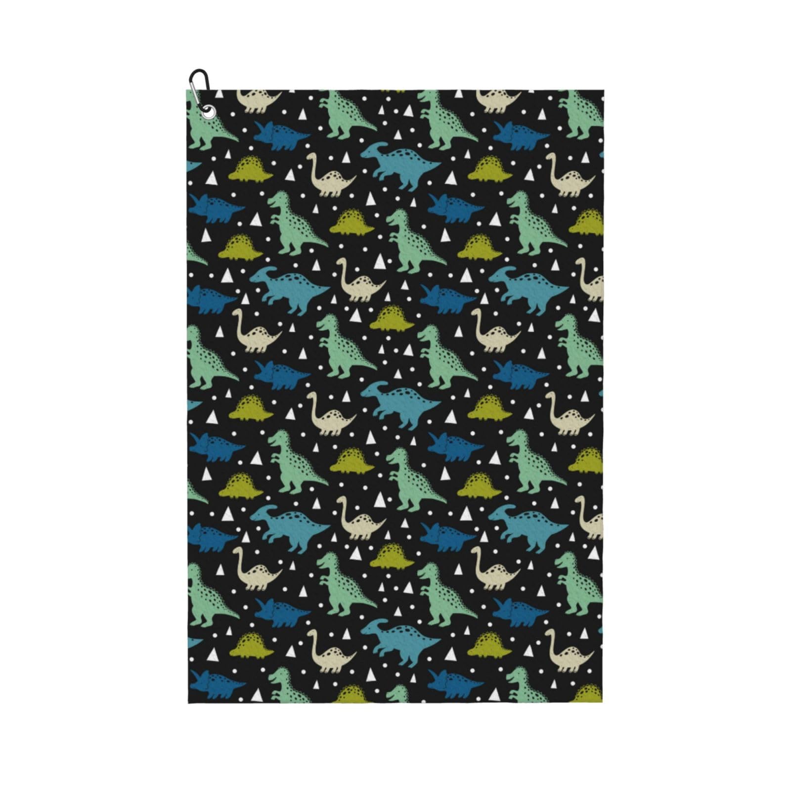 AOOEDM Dinosaur Print Golf Towel with Carabiner Clip Absorbent Microfiber Golf Towel for Cleaning Golf Ball Club Putter Iron for Golf Bag Trolly Belt Loop 16" X 24"