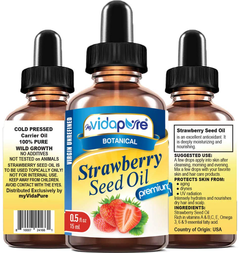 MYVIDAPURE STRAWBERRY SEED OIL 100 Pure Unrefined Virgin Cold Pressed. Moisturizer