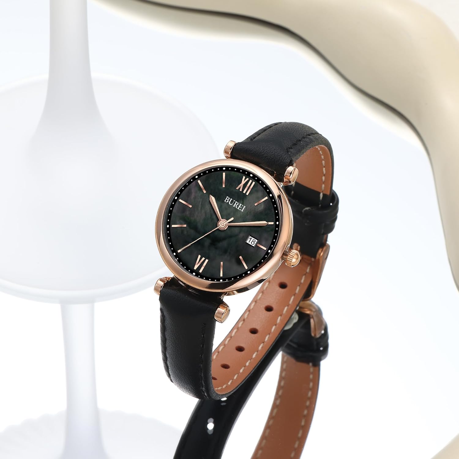 BUREI Women's Watch Fashion Leather Strap Watches for Women,Simple Three Hands Analog QuartzWristwatch,Gift for Women - Image 2