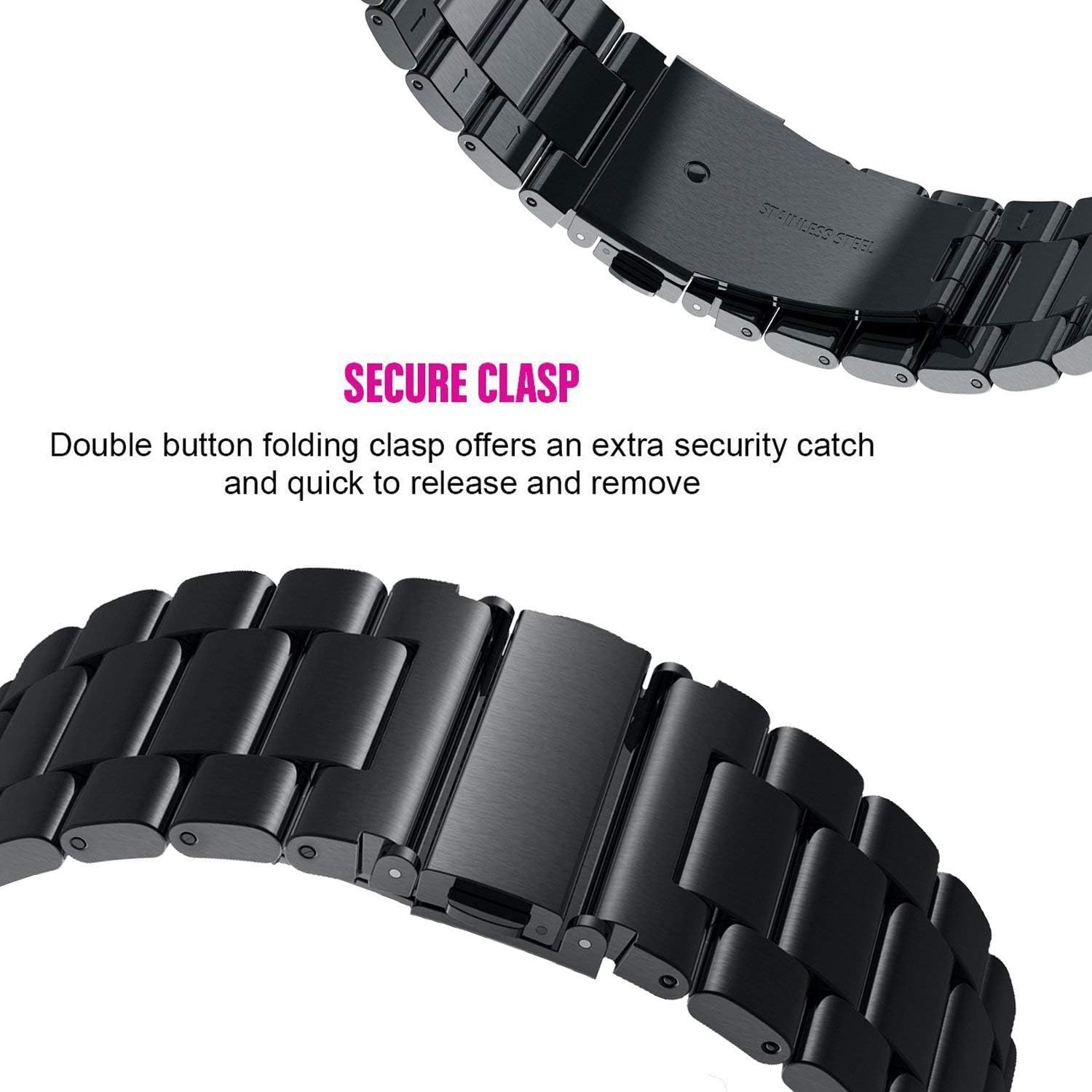 ViCRiOR Bands Compatible with Samsung Galaxy Watch 4 Band 44mm/40mm , Stainless Steel + Mesh Strap Bracelet Replacement Band for Galaxy Watch 4 Classic Band 46mm/42mm, Black : Electronics