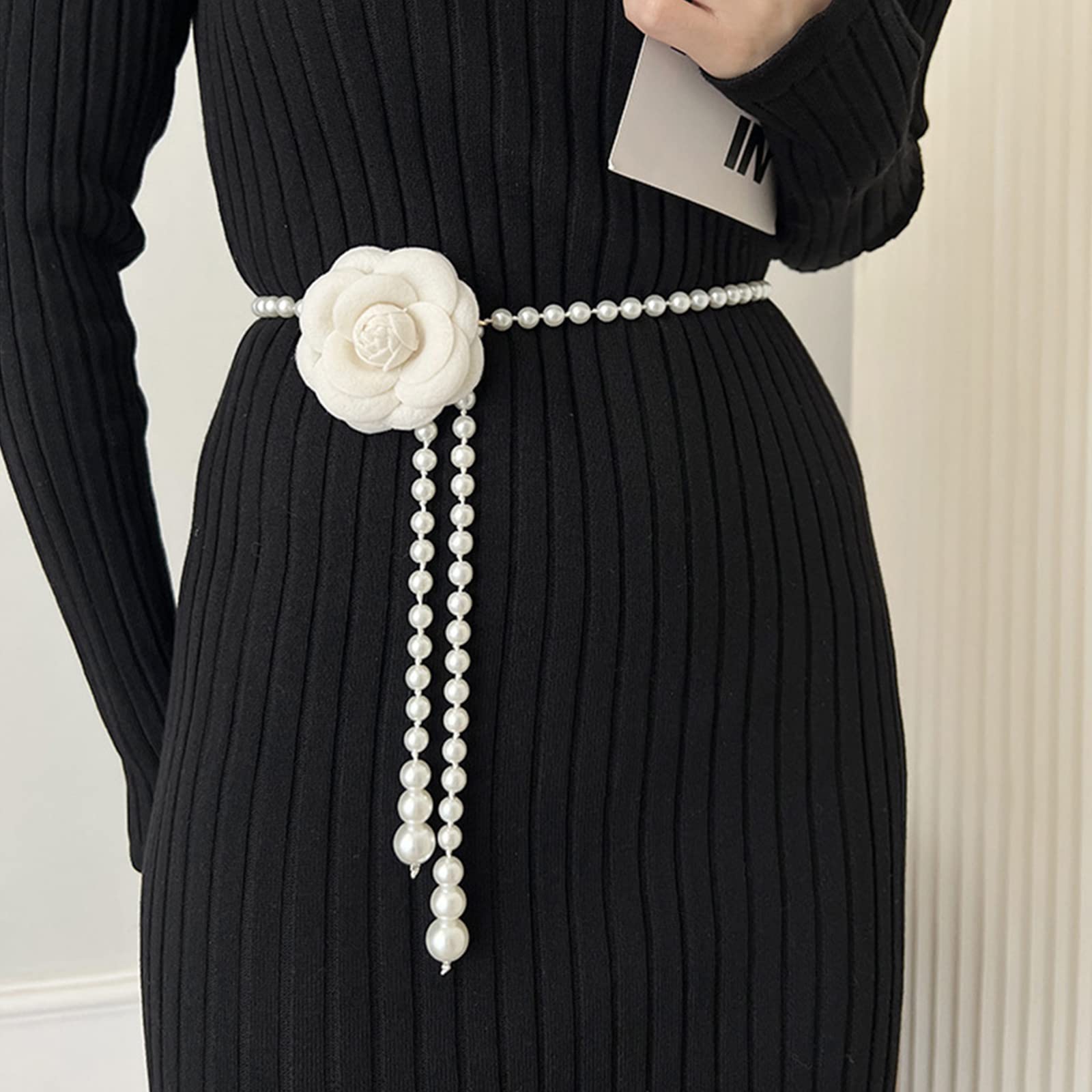 Camellia Pendant Waist Belt Gold Thick Chain Hip and Waist Belts Handmade With Mini  main image 3