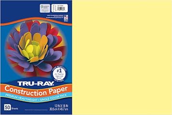 Pacon Tru-Ray Construction Paper, 12-Inches by 18-Inches, 50-Count, Light Yellow 103046