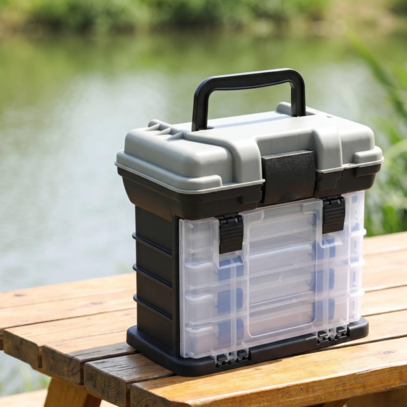 Boîte Pêche à Tiroirs Plastique Coffret Pêche Portable Cinq Niveaux, Rouge