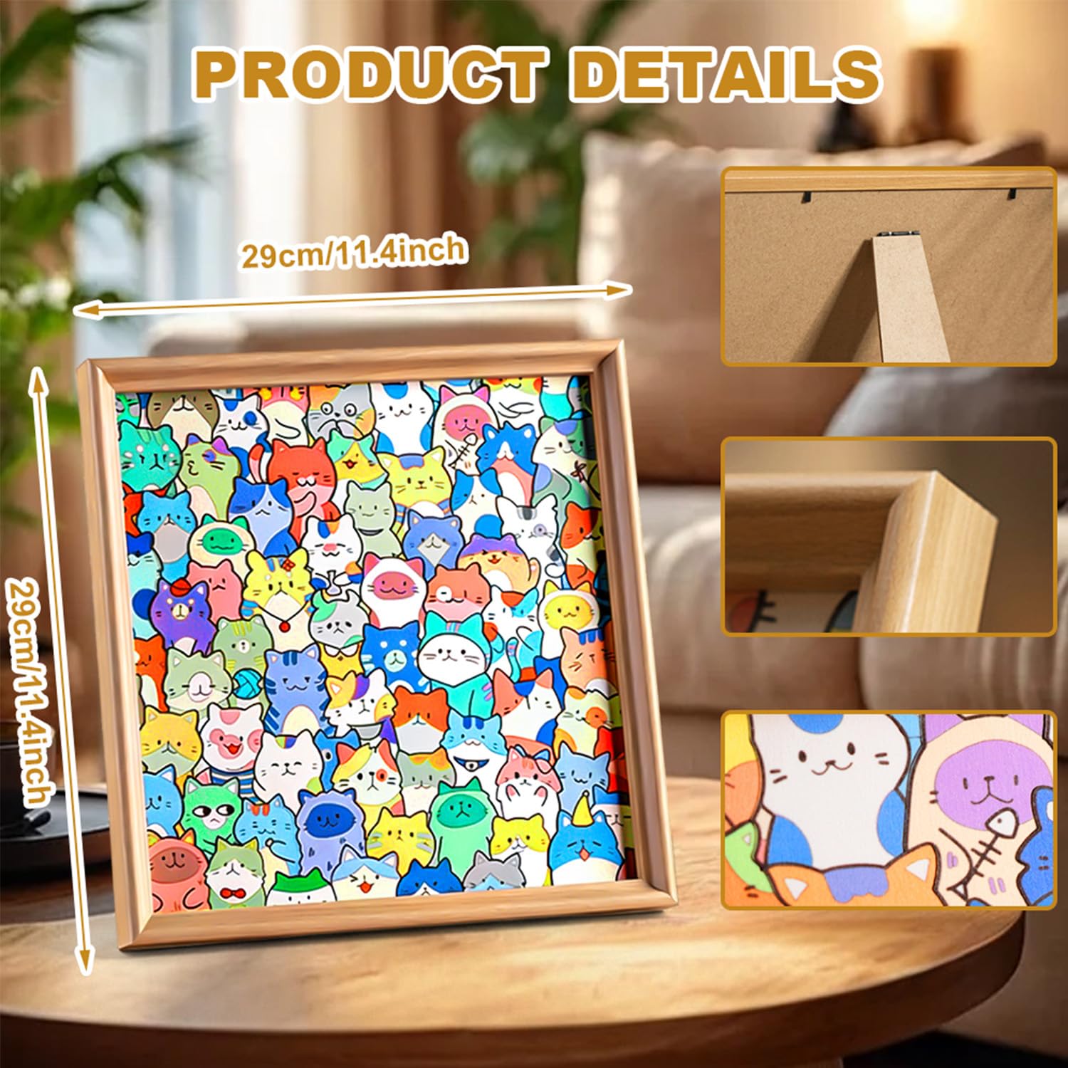 Puzzle pour chat en bois, 24 couleurs, avec cadre photo, 30 x 30 cm, puzzle en