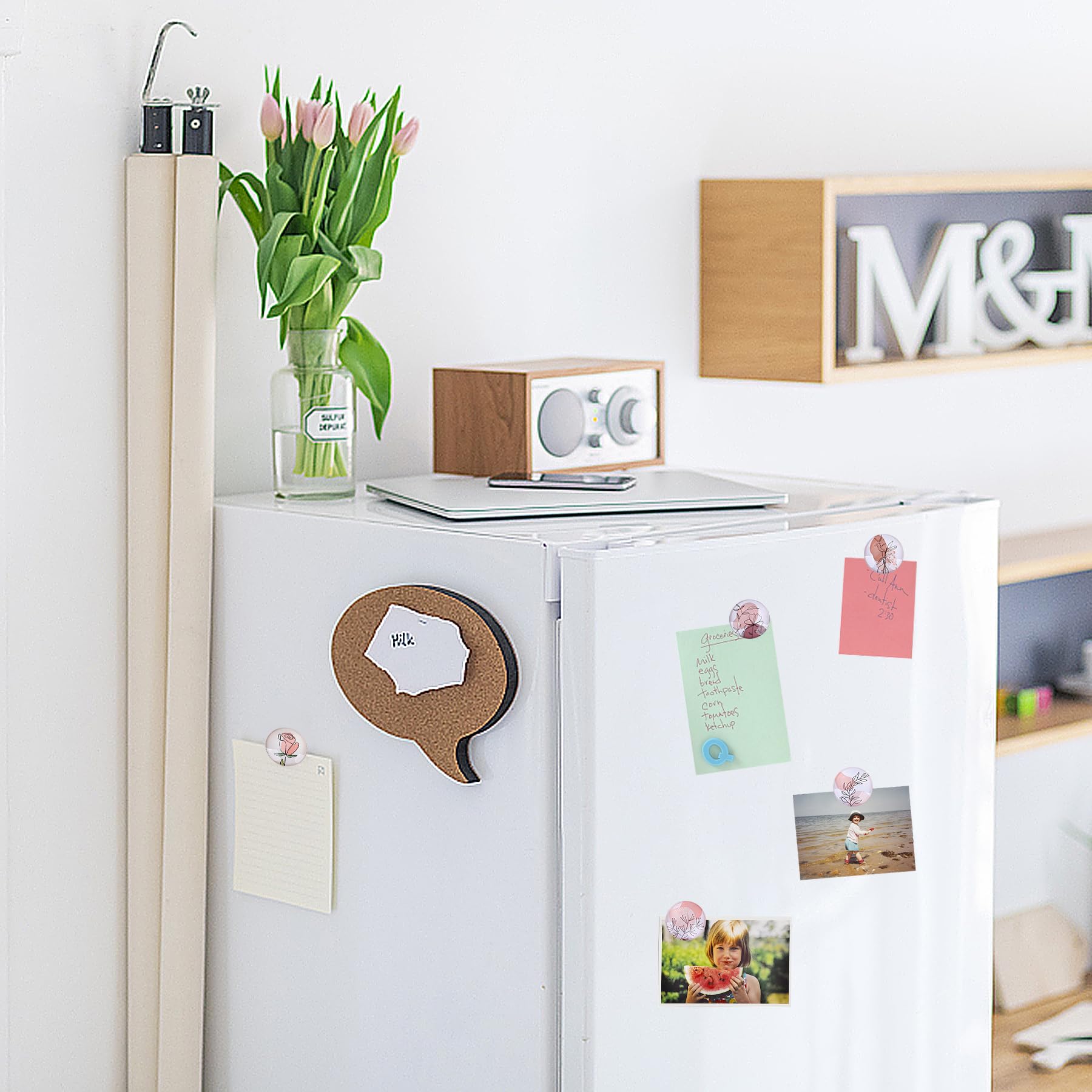 ZYEKIU 4x Blumen Kühlschrank Magnete - Kleine Vasen Deko Magnete Für Büro & Küche