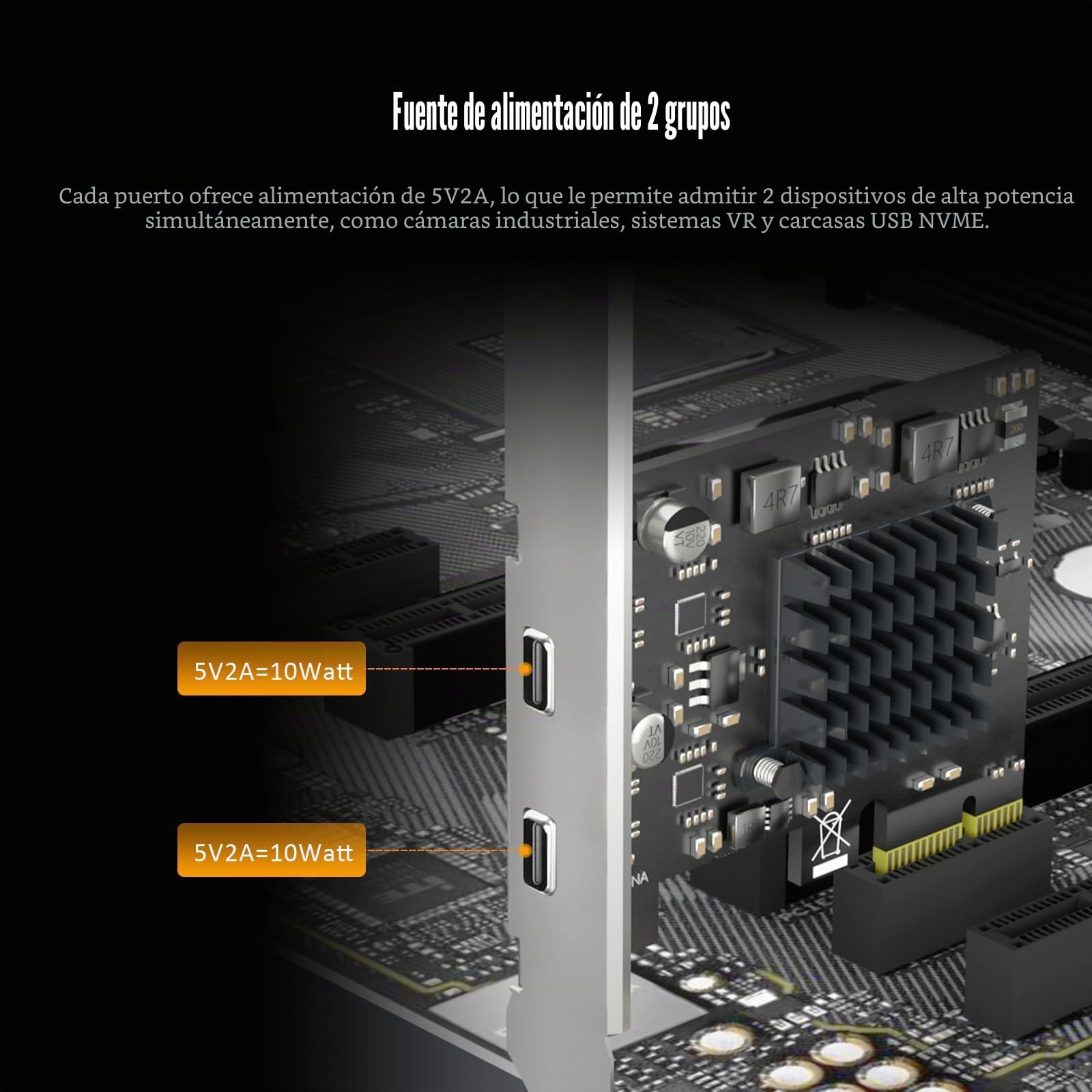 GLOTRENDS U3142CX1 Tarjeta de expansión PCIe USB C de 2 Puertos 10Gb (USB 3.2 Gen2), Interfaz PCIe X1