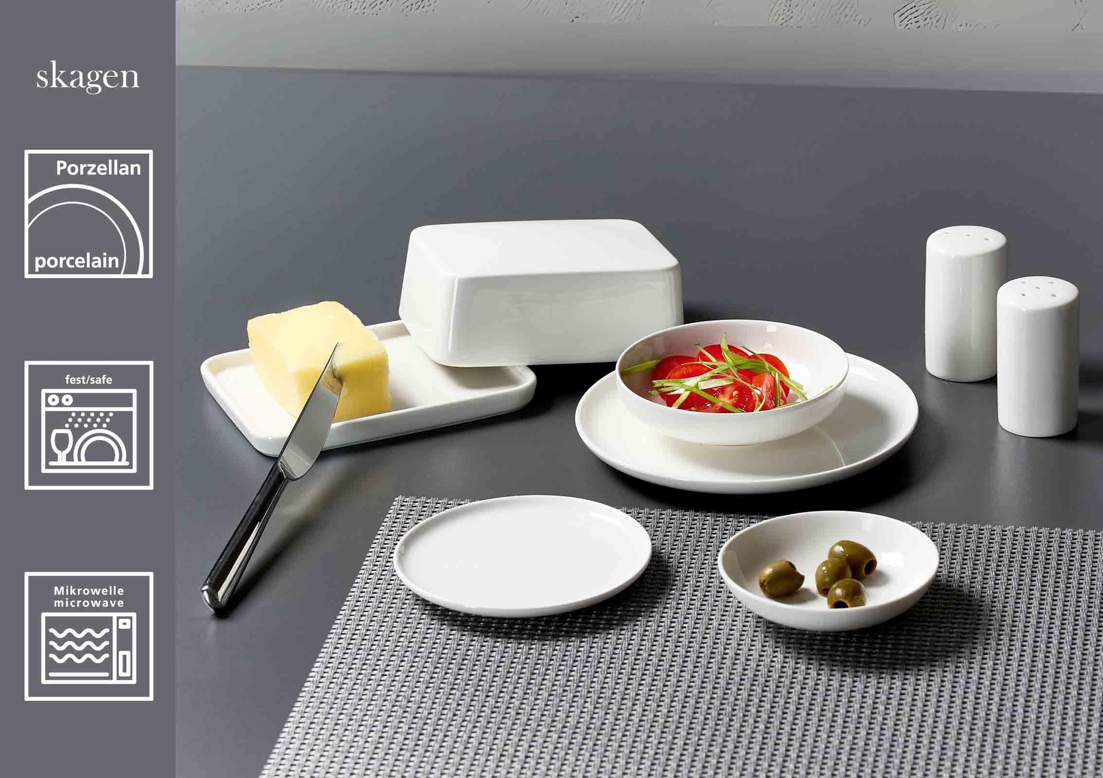 Ritzenhoff & Breker Skagen Butterdose, 16 x 12 cm, Klassische Dose für 250 g Butter, Porzellan, Weiß