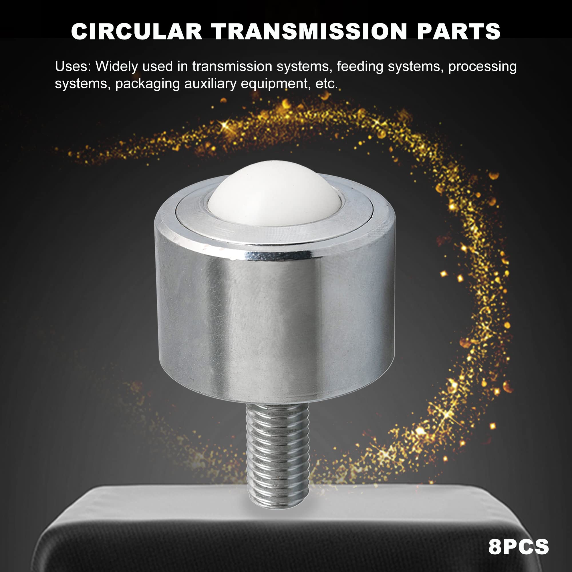 Piezas de transmisión de rodamiento de transferencia de bolas de 8 piezas con bola de rodillo de nailon de 22 mm de diámetro (capacidad de carga de 180 libras)