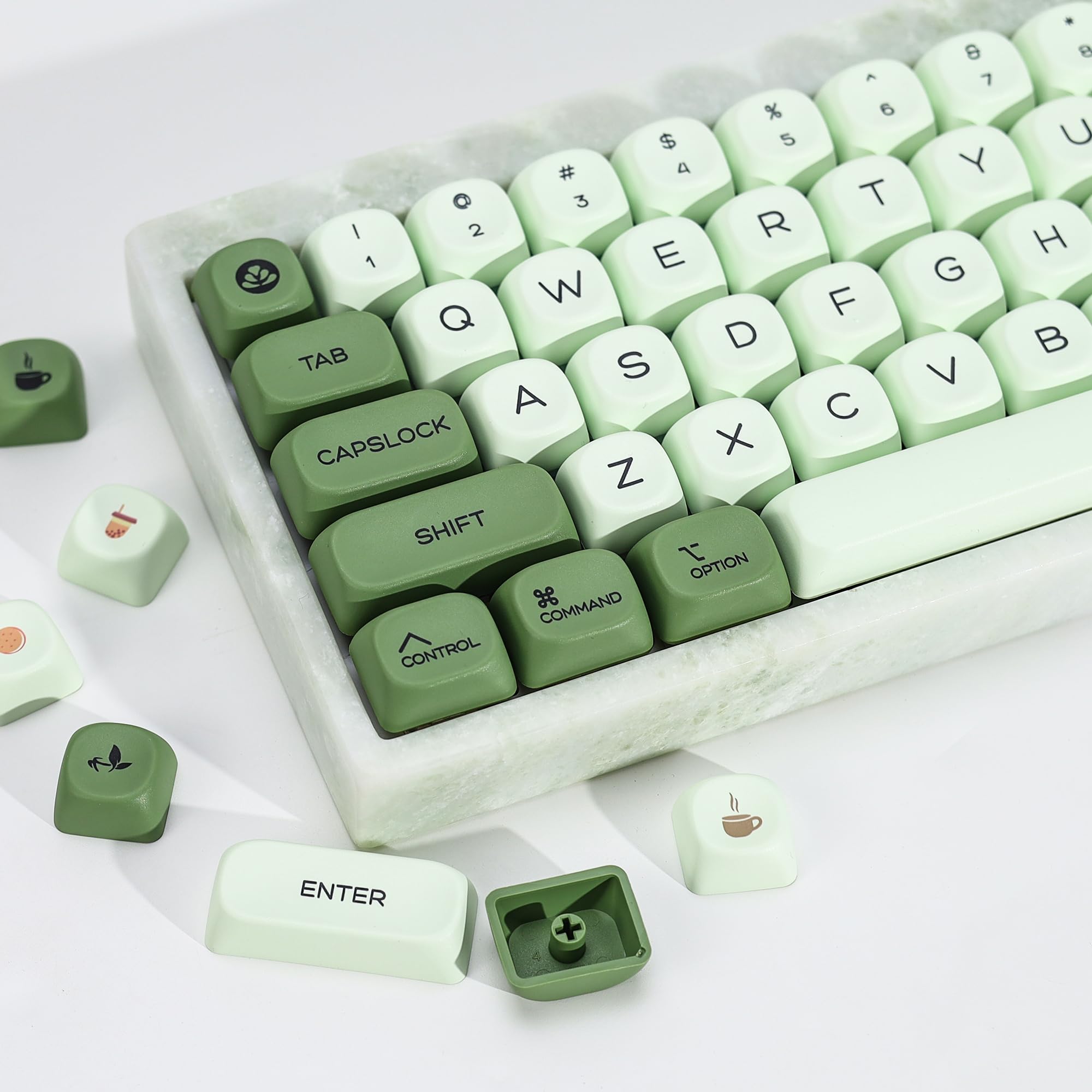 Amazon.com: YMKPVR KBDiy Matcha Keycaps Set, 143 Keys Dye