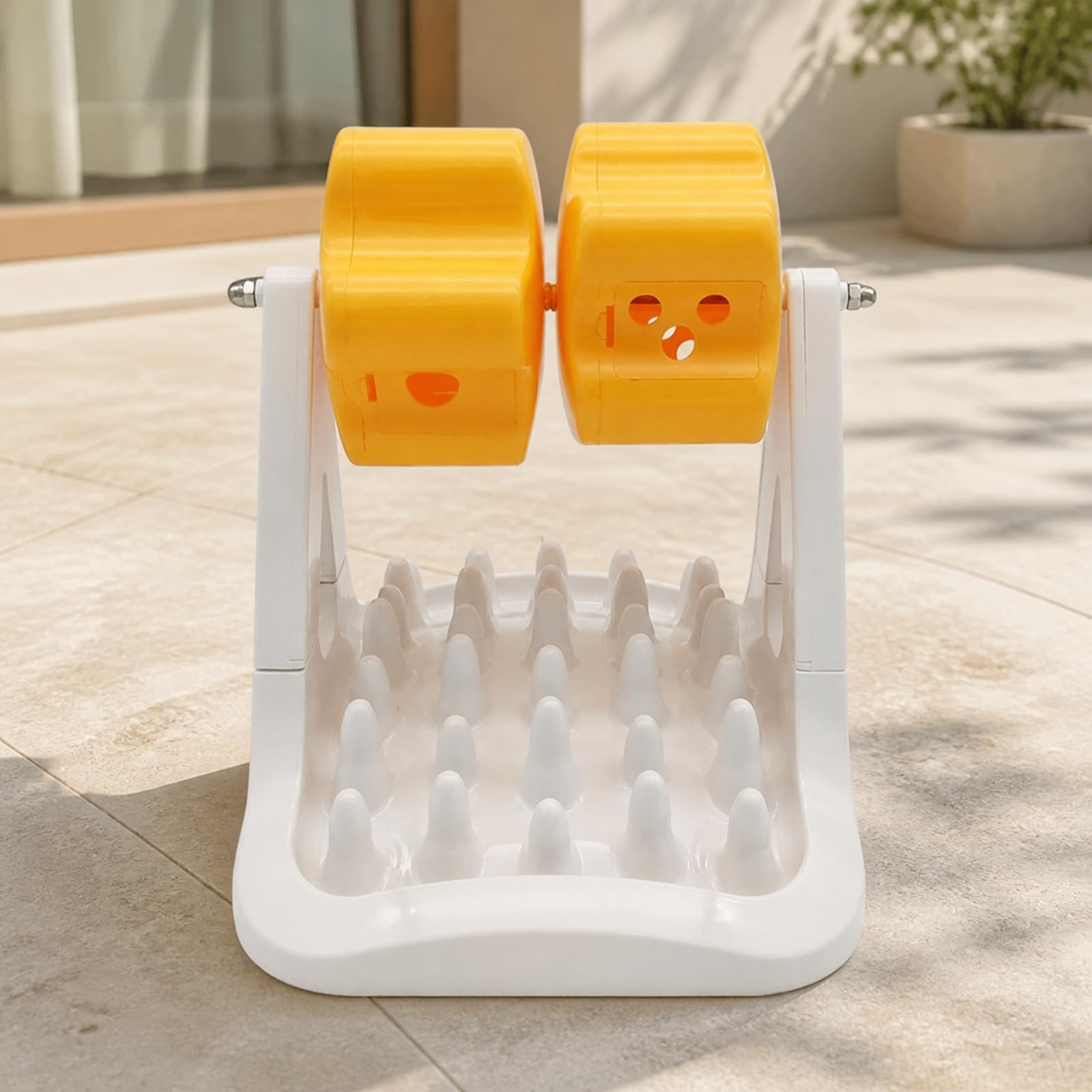 MagiDeal Ciotola Antirigurgito con Rullo Benefico | Struttura Autoportante Stabile, Gioco Dispenser di Cibo per Cani, Rilassante, Gioco Interattivo Puzzle per Cani, Arancio Bianco
