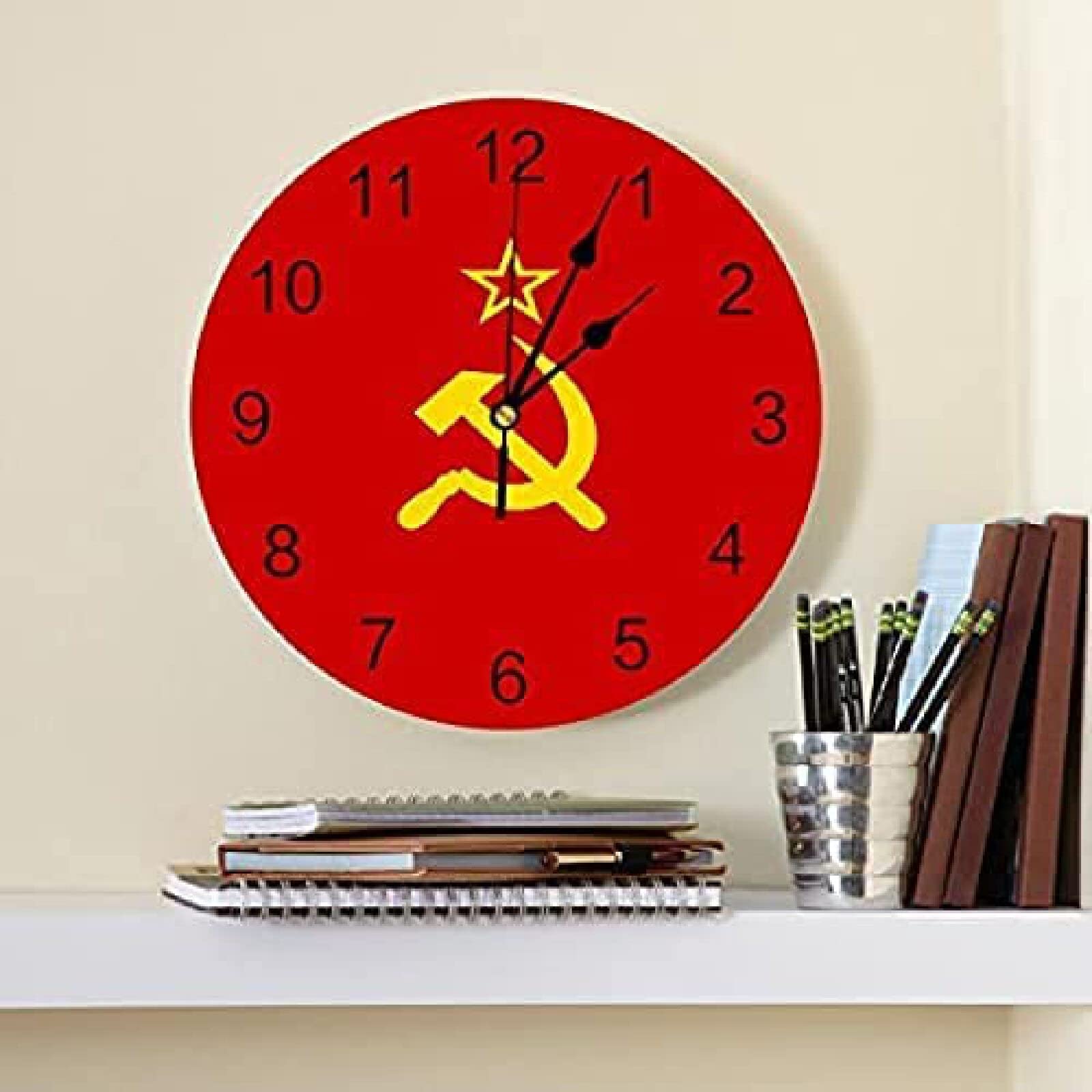 Wall Clocks For Living Roomern USSR Flag Wall Clock Home Decor Bedroom Silent Wall Clock Kitchen Wall Clock Living Room Digital Wall Clock