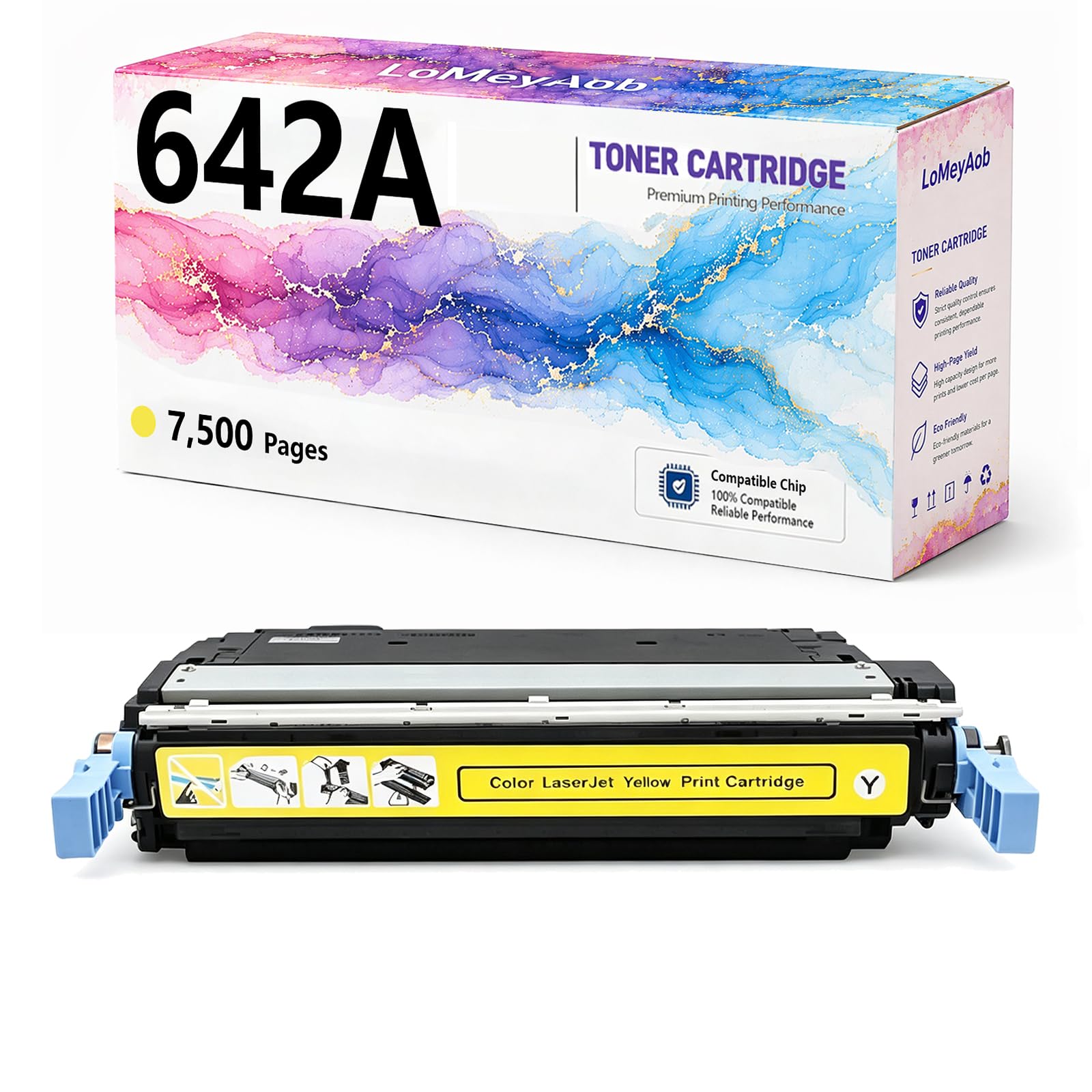 Cartuccia di toner 642A, sostituzione ad alta resa per la stampante HP Color LaserJet CP4005 4005n 4005dn, colori ricchi, imaging accurato, rendimenti elevati, 7500 pagine ,Yellow