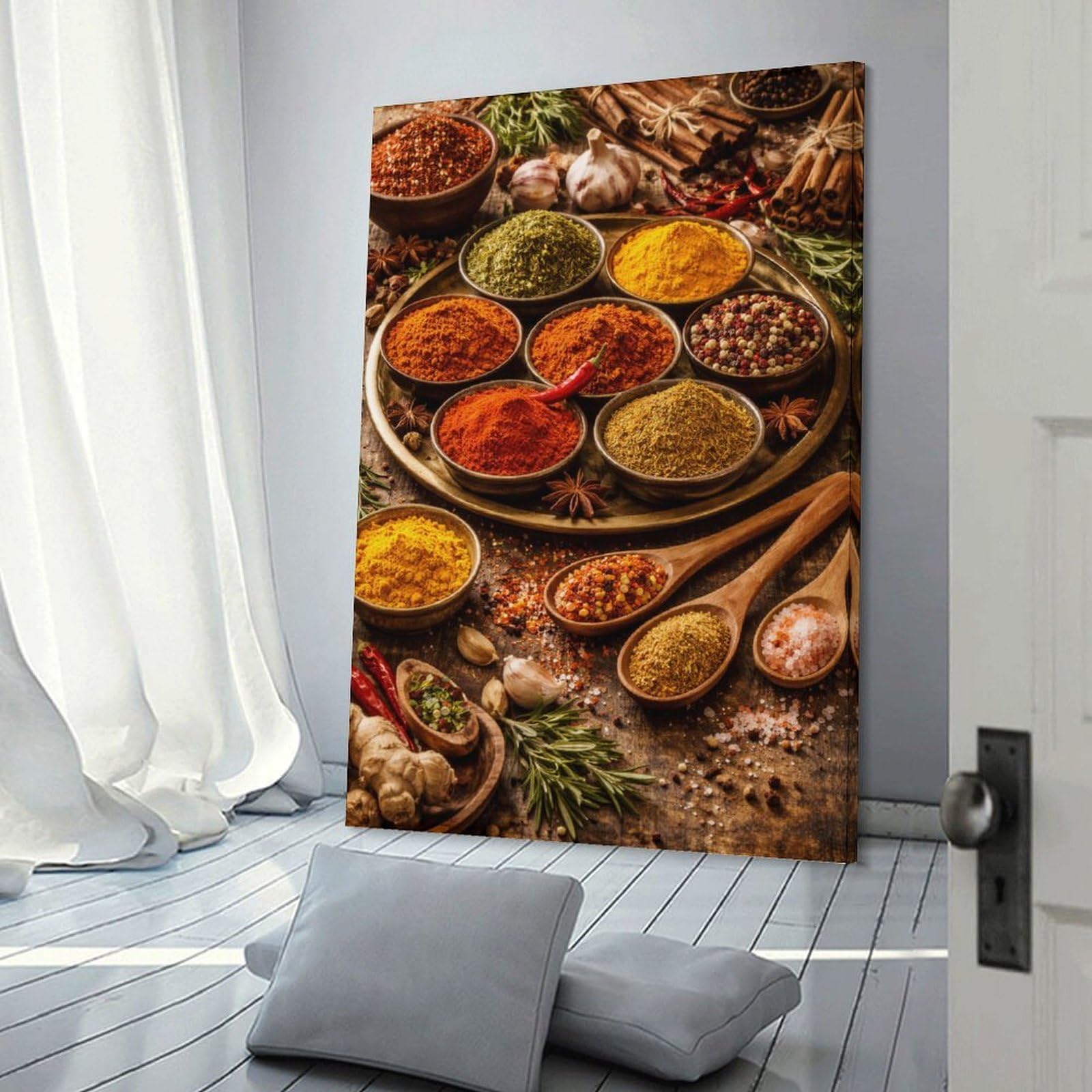 Junmoney Frame-Style-5 Assortment Of Spices And Herbs Room Decor Wall Art 20X30inch(50X75cm), For Lounge Decor, Offices Or Entryway Styling, A Flexible Wall Accent For Shared Spaces