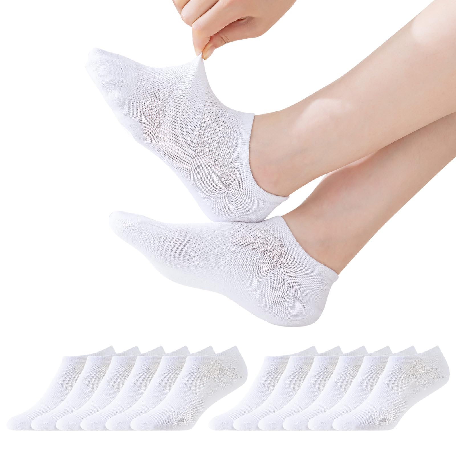 Niofind Calcetines Tobilleros Mujer, 6 Pares Calcetines Cortos Mujer Sin Costura, Calcetines Algodon Transpirables, ideales para Running, Correr, Trabajo