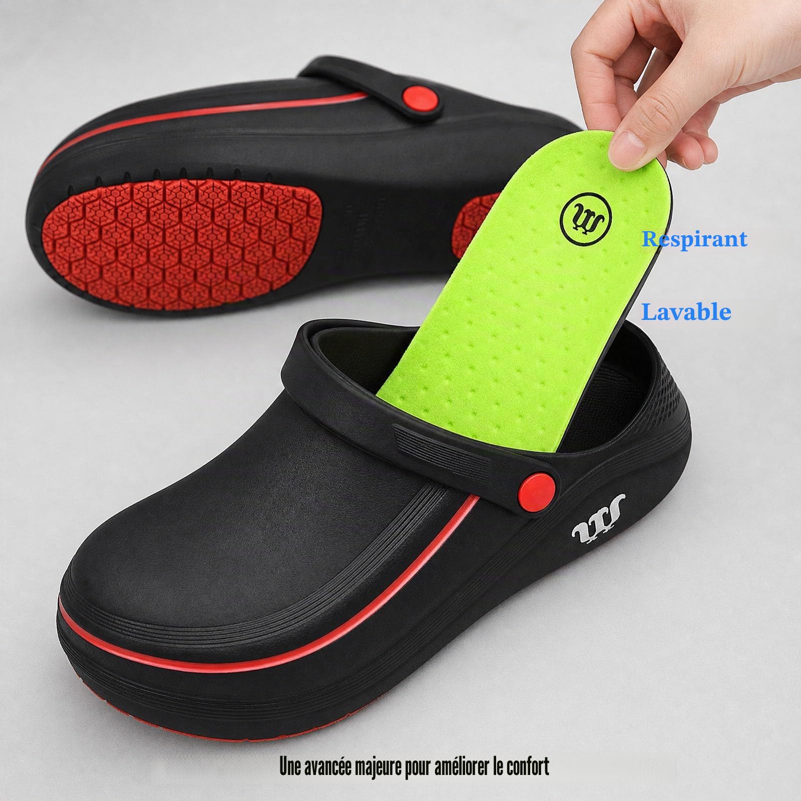 SECHRITE Sabots de Jardin Homme Femme, Clogs Confortables Chaussures Légères pour Jardinage, Loisirs, Camping et Usage Quotidien