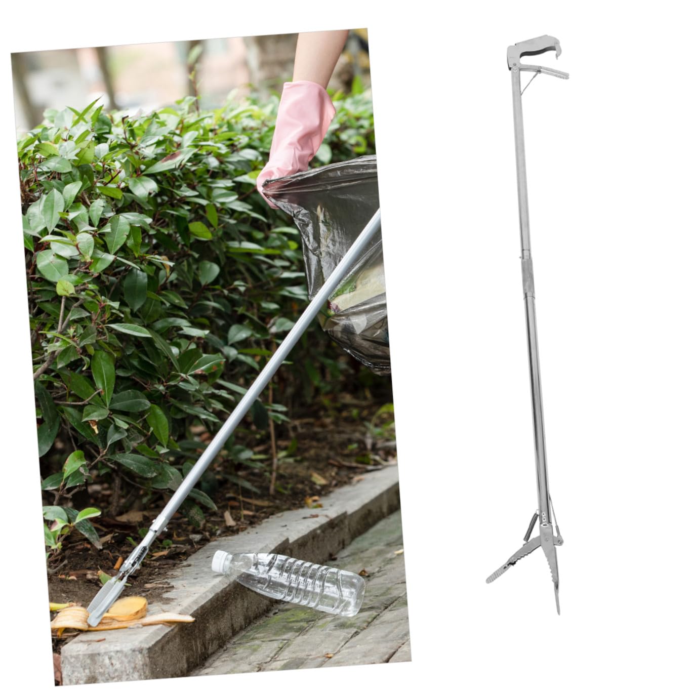 Yardenfun Pinza Lunga per Anziani in Acciaio Inossidabile Testa Pieghevole, Utile per Raccogliere Oggetti e Facile da Conservare, Strumento di Assistenza Quotidiana
