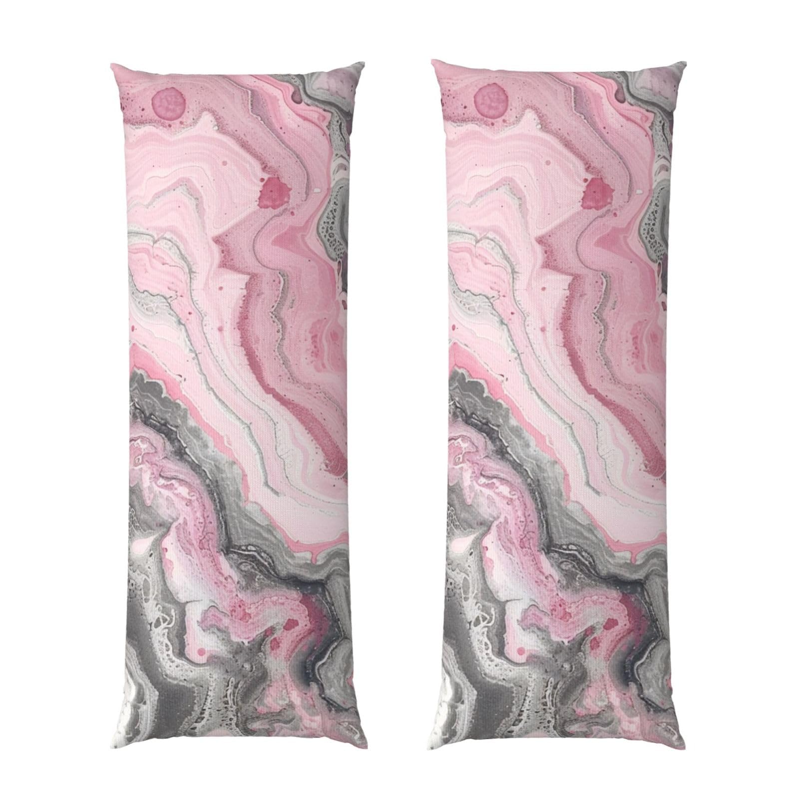 Body Pillow Cover 20x54 Inch, Pink Abstract Ink Marble Gray Artistic Print Long Lumbar Pillow Case with Zipper Long Body Pillowcase Decorative for Bed Sofa Bedroom