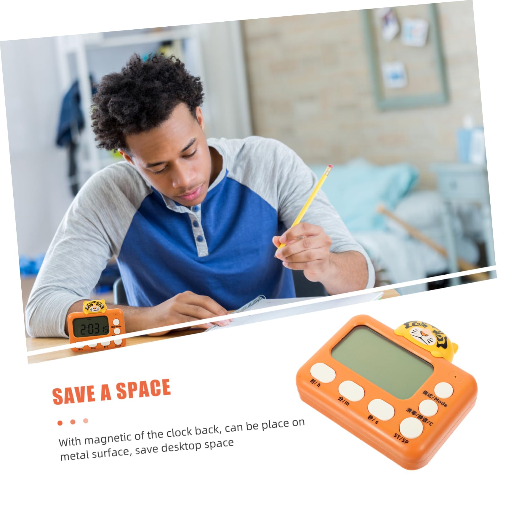 Alipis 4 Pièces Réveil minuteur Portable ecrans Support minuterie de Travail minuterie de Cuisine pour Enfants magnétique numérique Mignonne Rappel étudiant Plastique