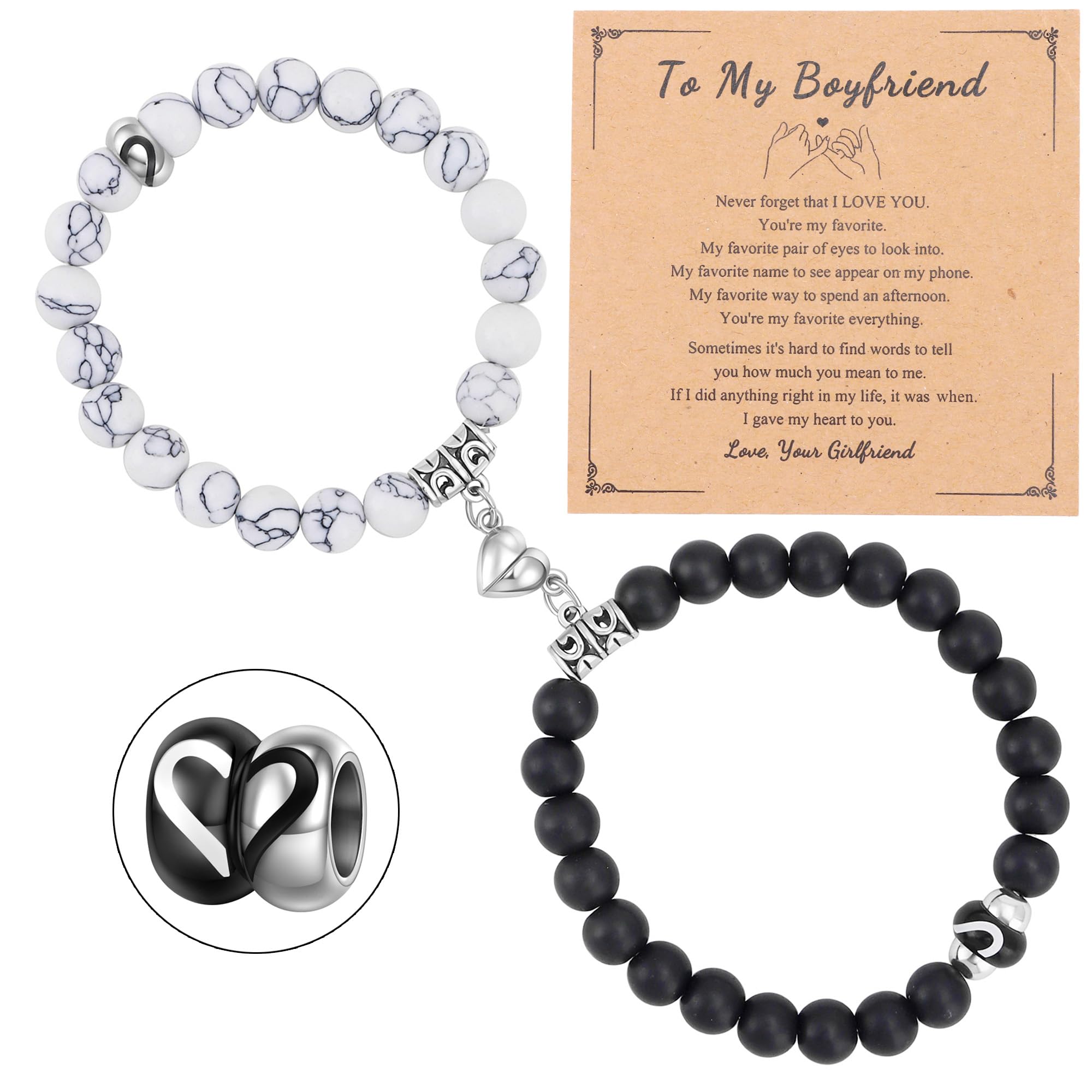 FINZOR Matching Couple Ring Bracelets Gifts for Boyfriend Husband Girlfriend Wife Valentine's Day Anniversary Birthday Engagement Gift