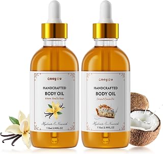Gaayou Warm Vanilla Bean Body Oil，Coconut Cream Pie Body Oil, Handcrafted Vanilla Scented Body Oils， Coconut Oil Deep Moisturizing for All Skin Types After Shower