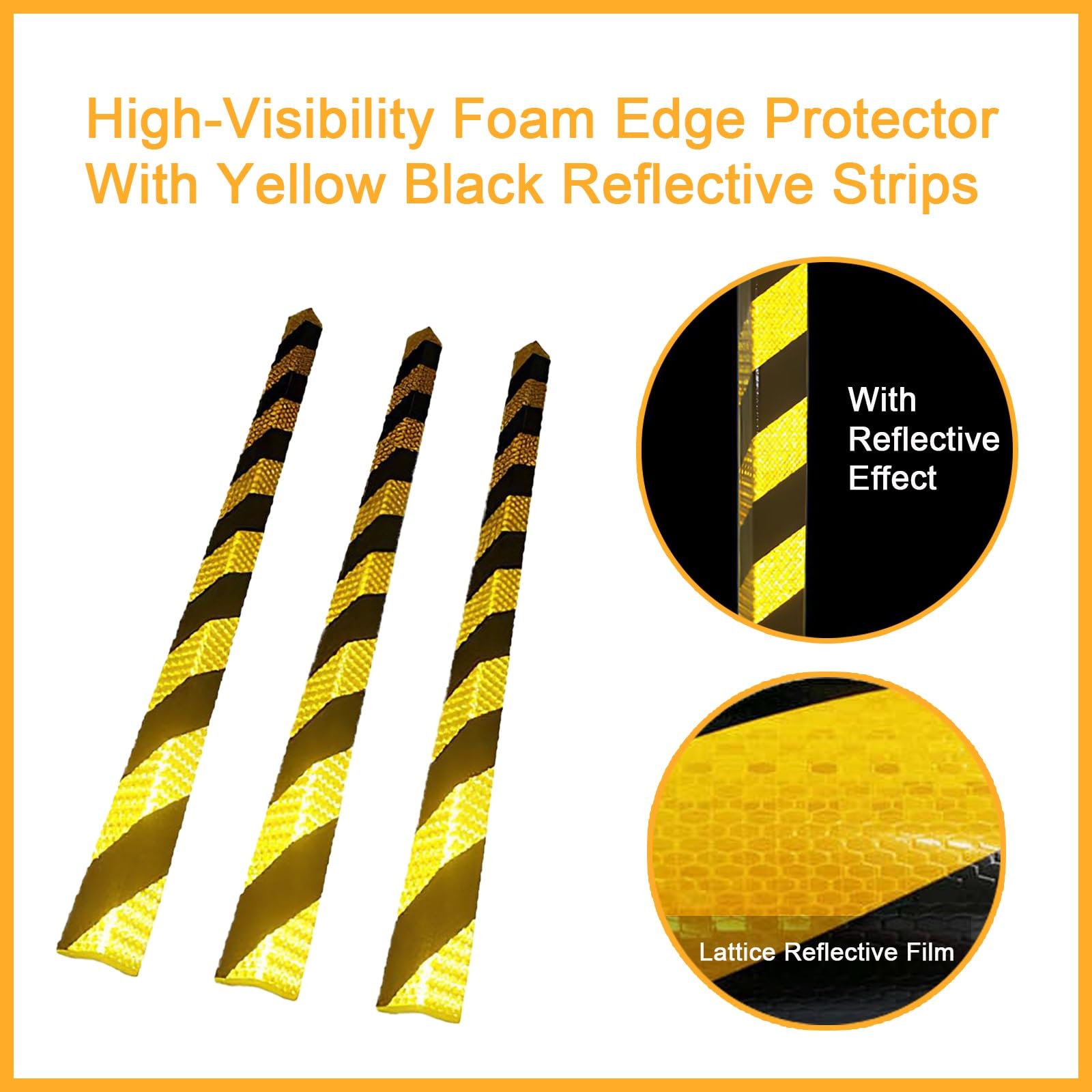 Protectores de bordes de espuma, tiras de seguridad reflectantes, acolchado de goma, protectores de esquina autoadhesivos para paredes, 30 unidades de protección industrial