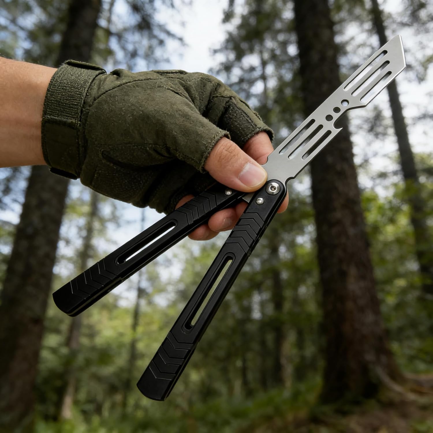 Flip Rod With Dual Pivot Effective Bushing System, CNC 6061 Aluminum Integral Channel Handle & Stainless Steel Bottle Opener, Suitable for Camping, Kitchen & Dining, Outdoor Survival（Black）