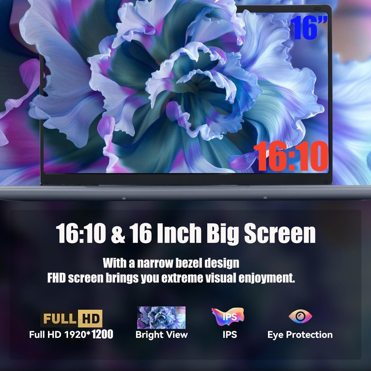 ACEMAGIC PC Portatile 16", 16GB RAM 512GB SSD Laptop Processor N95 (fino a 3,4Ghz) Notebook Computer Portatile 1920 * 1200 IPS UHD Tipo C, USB 3.2, 2.4G+5G WIFI, BT5.0(Grigio) Peso: 1,7 kg