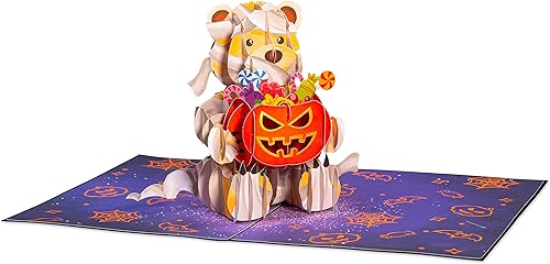 Miniatura 4 de Paper Love Tarjeta desplegable de Halloween de oso 3D, tarjetas de felicitación emergentes hechas a mano para celebraciones espeluznantes, truco o