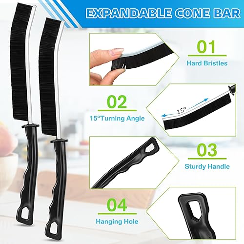Miniatura 3 de Domensi 30 piezas de cepillo de limpieza de hendiduras, herramienta de cepillo de limpieza de huecos, herramienta multifuncional de mano para