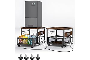 Mini Fridge Stand with Storage and Wheels, Rolling Fridge Cart with Drawers