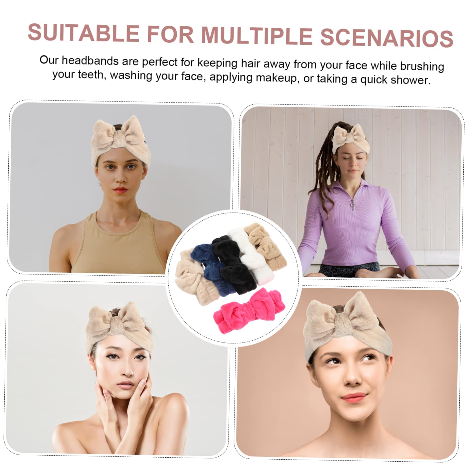 FRCOLOR 18pezzi Fasce Per Lavaggio Viso Headband Per Skincare Pile Elastiche e Comode Per Makeup e Trattamenti Di Bellezza Stile Chic e Design Alla Moda