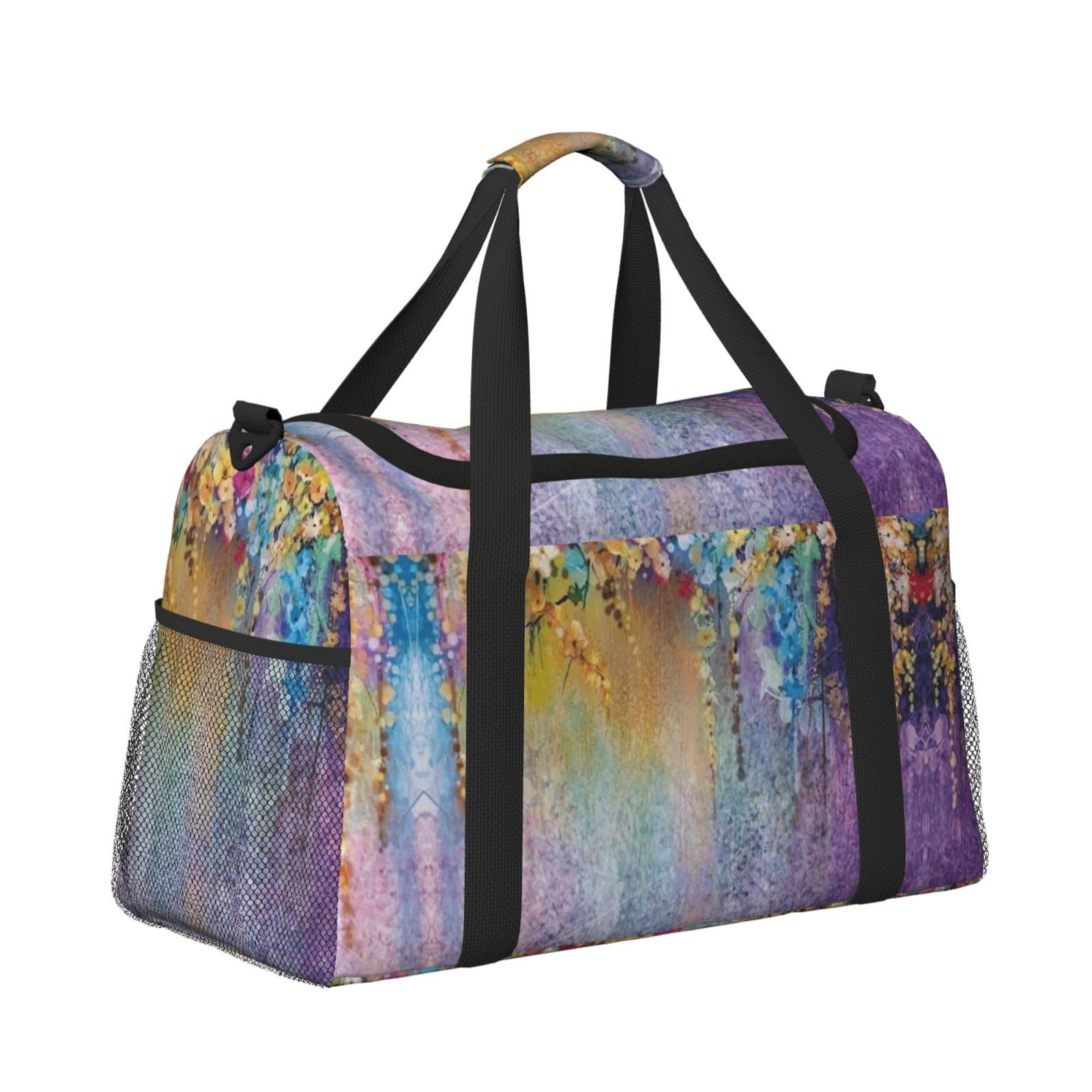 Borsa da viaggio con arbusti floreali, borsa da weekend, borsa da viaggio, borsa da viaggio, borsa a mano per allenamento, sport, ospedale