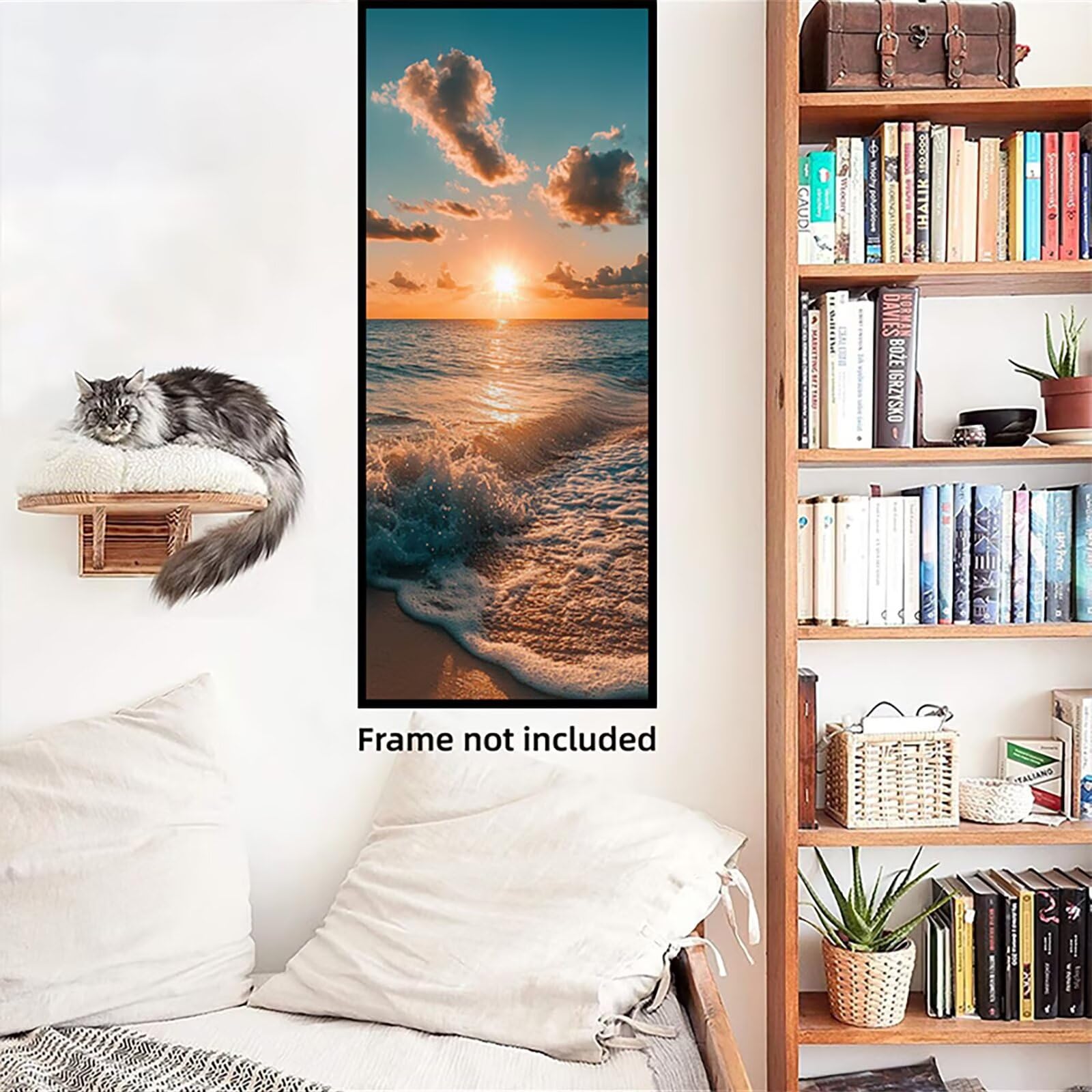 Malen Nach Zahlen 50x150cm Leinwand Sonnenuntergang Malen Nach Zahlen Erwachsene mit Ohne Rahmen, DIY Kreativ Set für Erwachsene mit Pinseln und Acrylfarbe, Deko Meerwasser Landschaft Geschenk, P0M242
