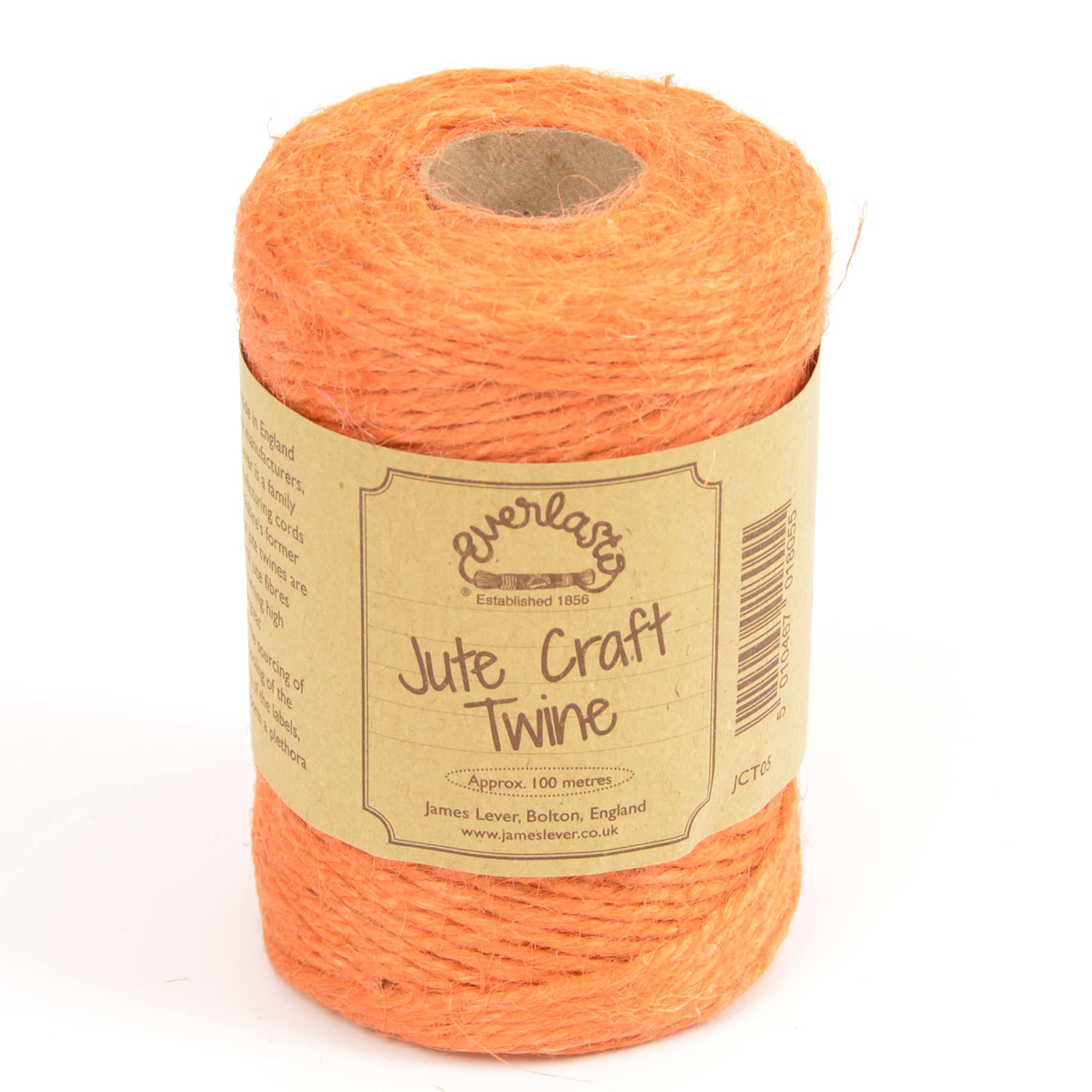 EVERLASTO NATURAL COLOURED JUTE CRAFT TWINE 100M SPOOLS (PUMPKIN ORANGE)