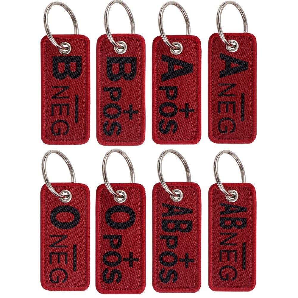 Porte-clés brodé groupe sanguin rouge anti-rayure pour clé de scooter